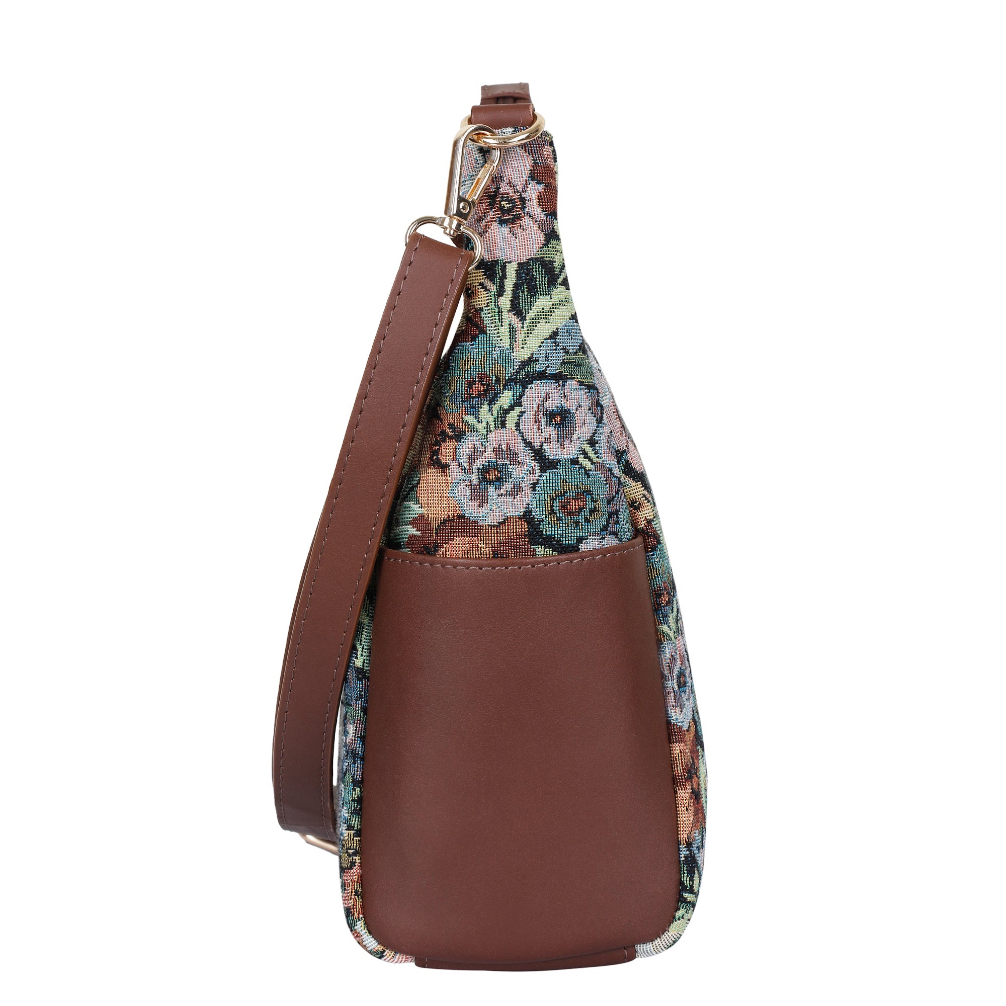 Botanical Tapestry Hobo Bag – Women’s Leather-Trimmed Shoulder & Crossbody Purse