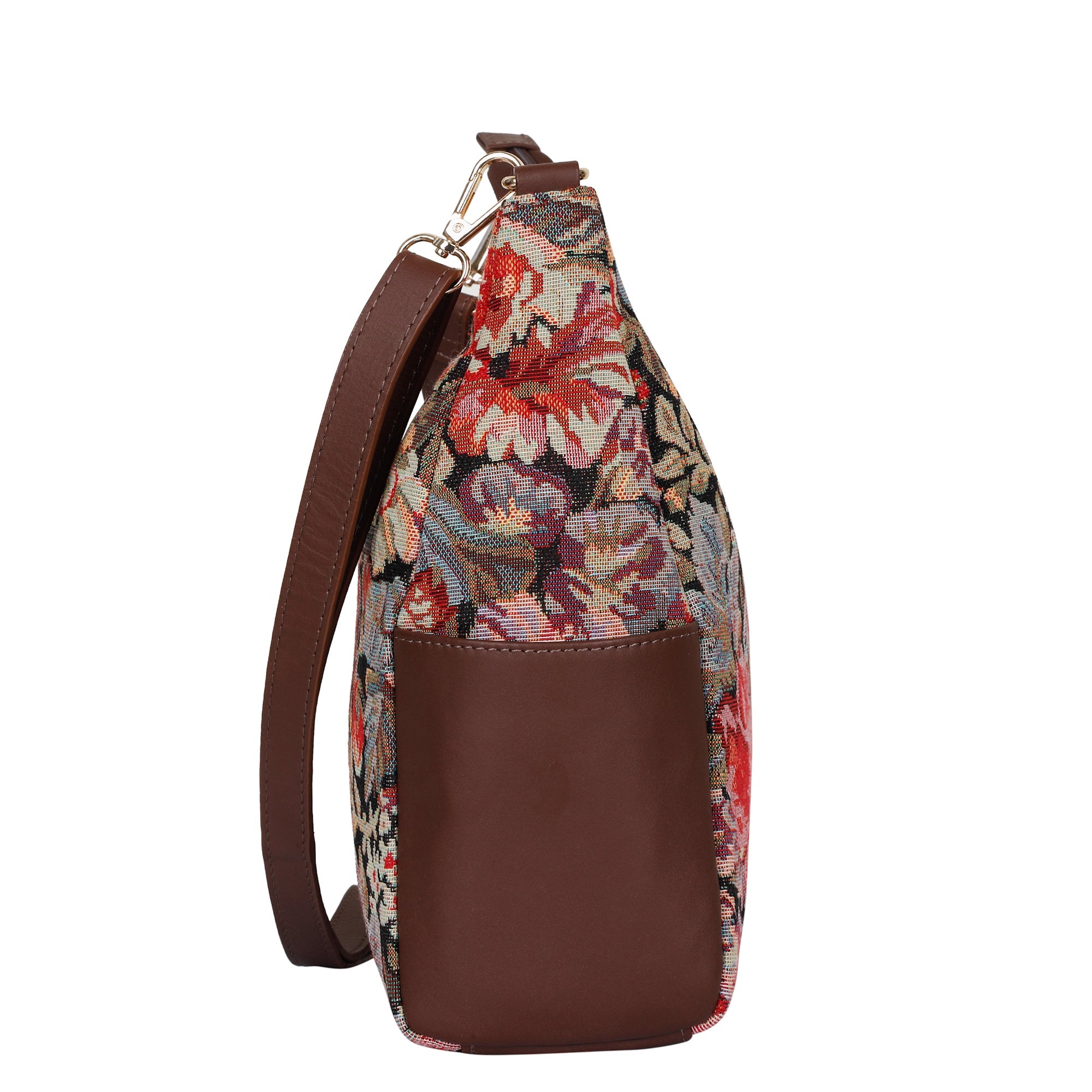 Women's Floral Tapestry Hobo Bag | Stylish Leather-Trimmed Shoulder & Crossbody Purse for Daily Essentials