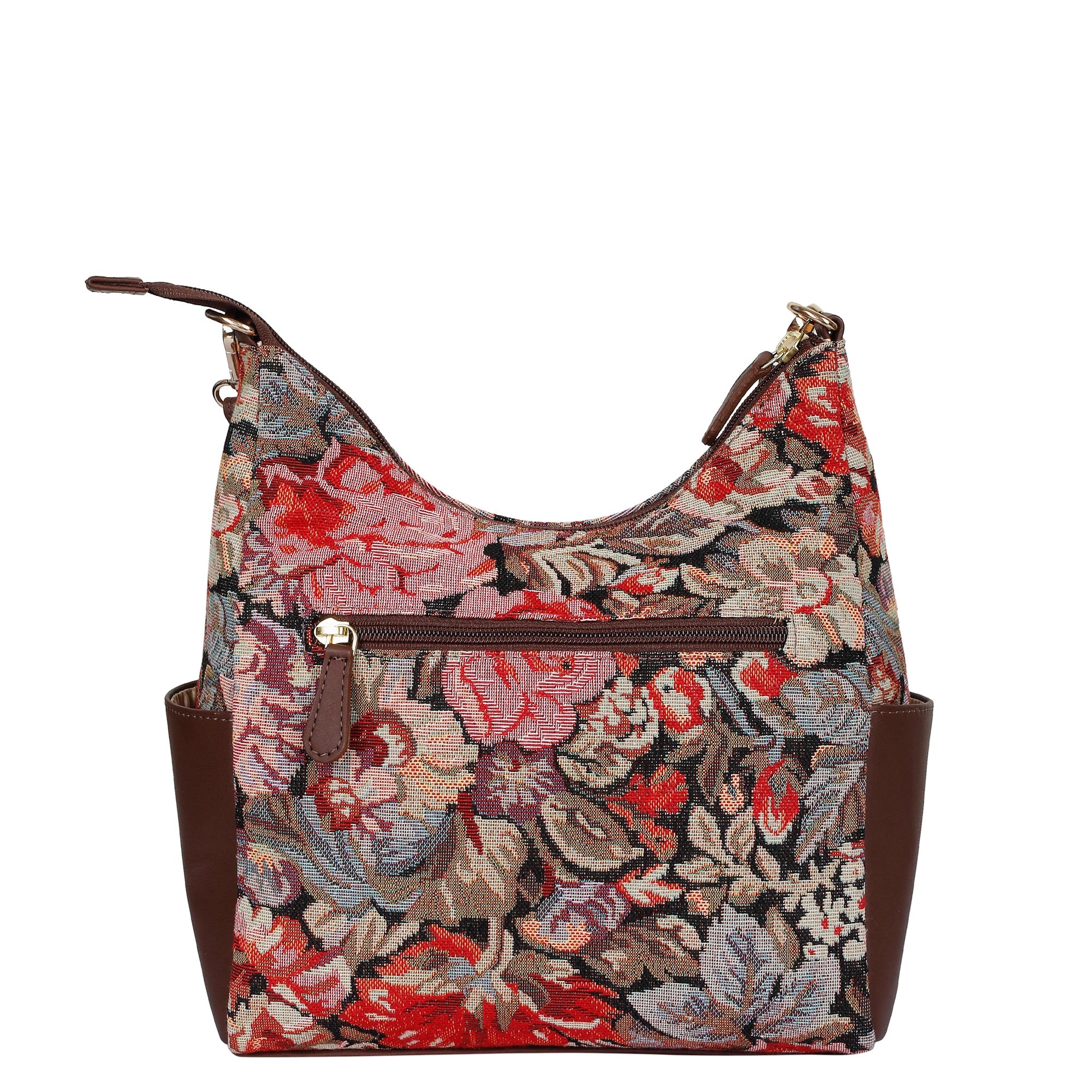 Women's Floral Tapestry Hobo Bag | Stylish Leather-Trimmed Shoulder & Crossbody Purse for Daily Essentials