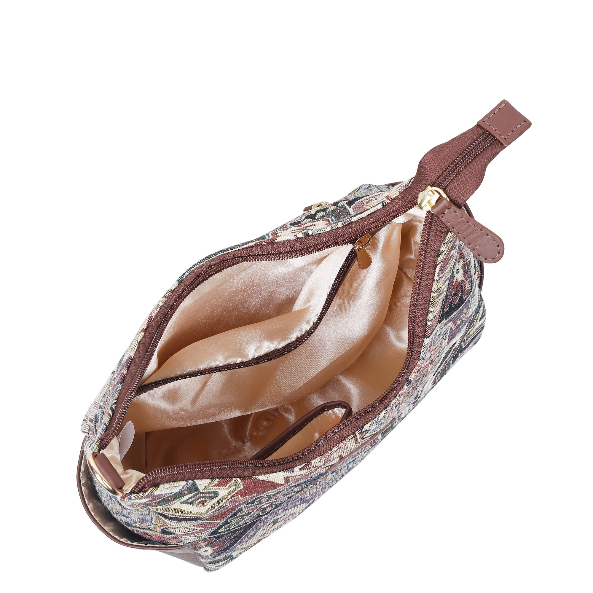 Women’s Hobo Bag in Geometric Tapestry Pattern with Leather Trim |Crossbody & Shoulder Purse for Office