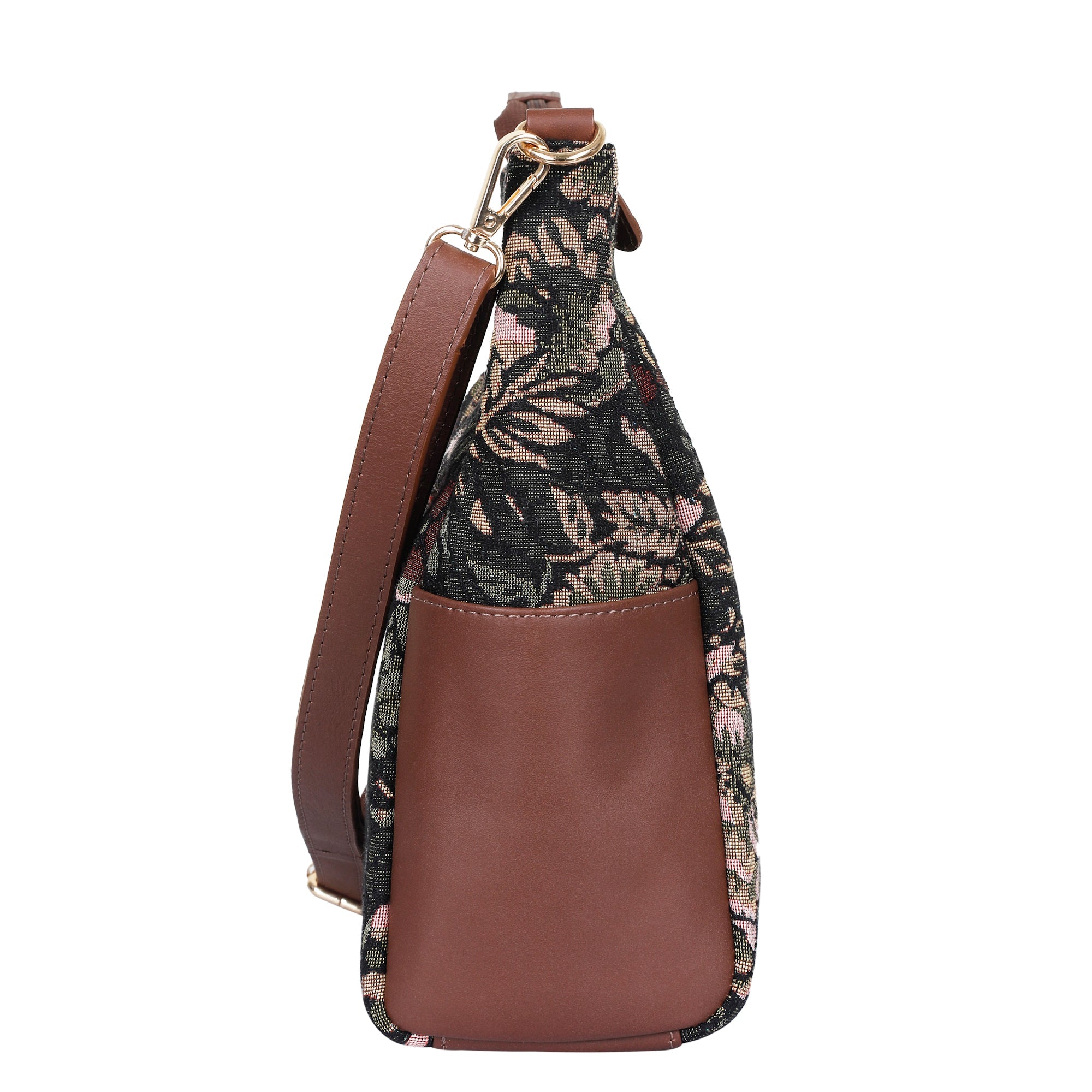 Women's Hobo Bag in Vintage Tapestry Fabric Pattern | Leather-Trim Crossbody Sling & Shoulder Purse