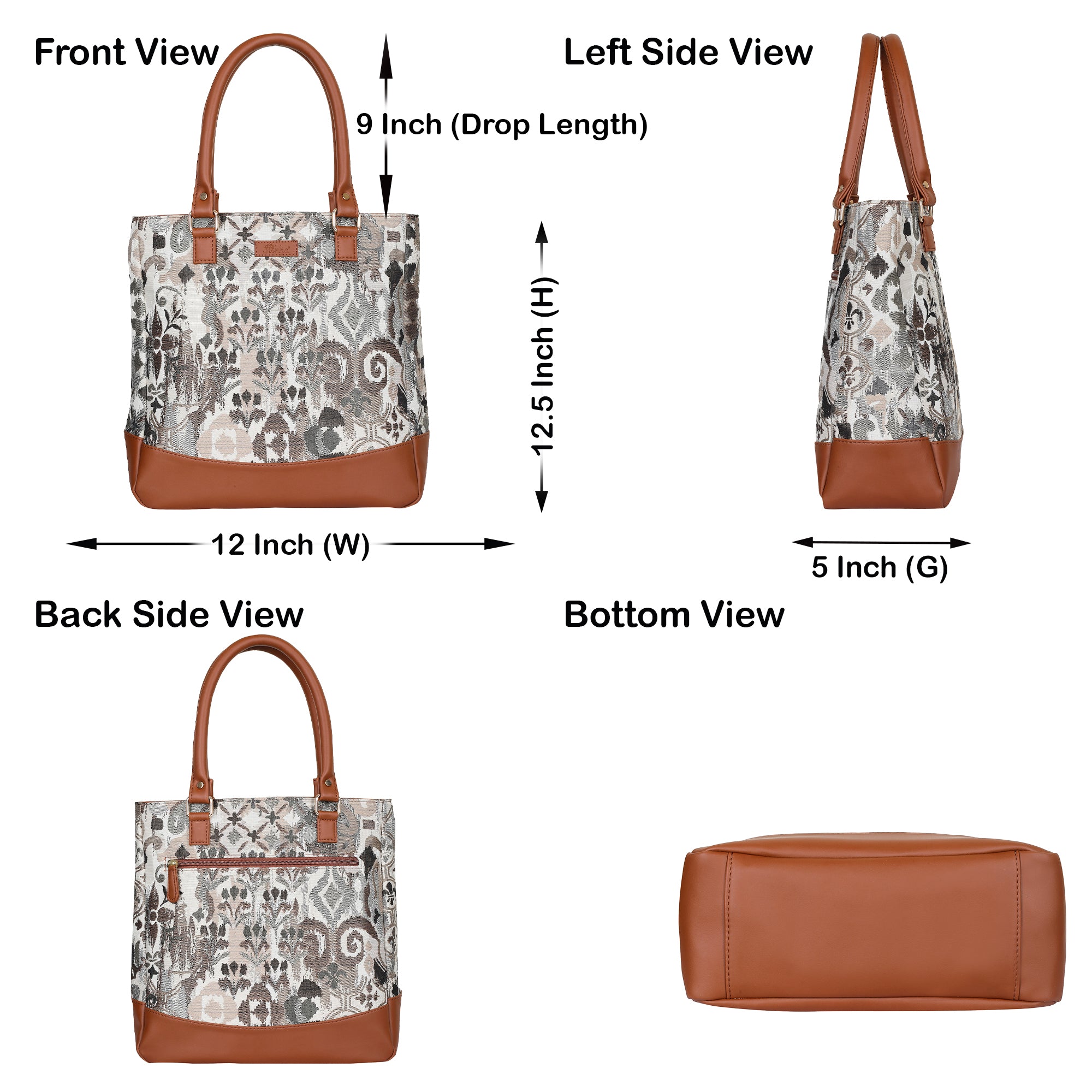 Women’s Abstract Tapestry Tote Bag – Shoulder & Top Handle Handbag with Vegan Leather Trim for Everyday Style