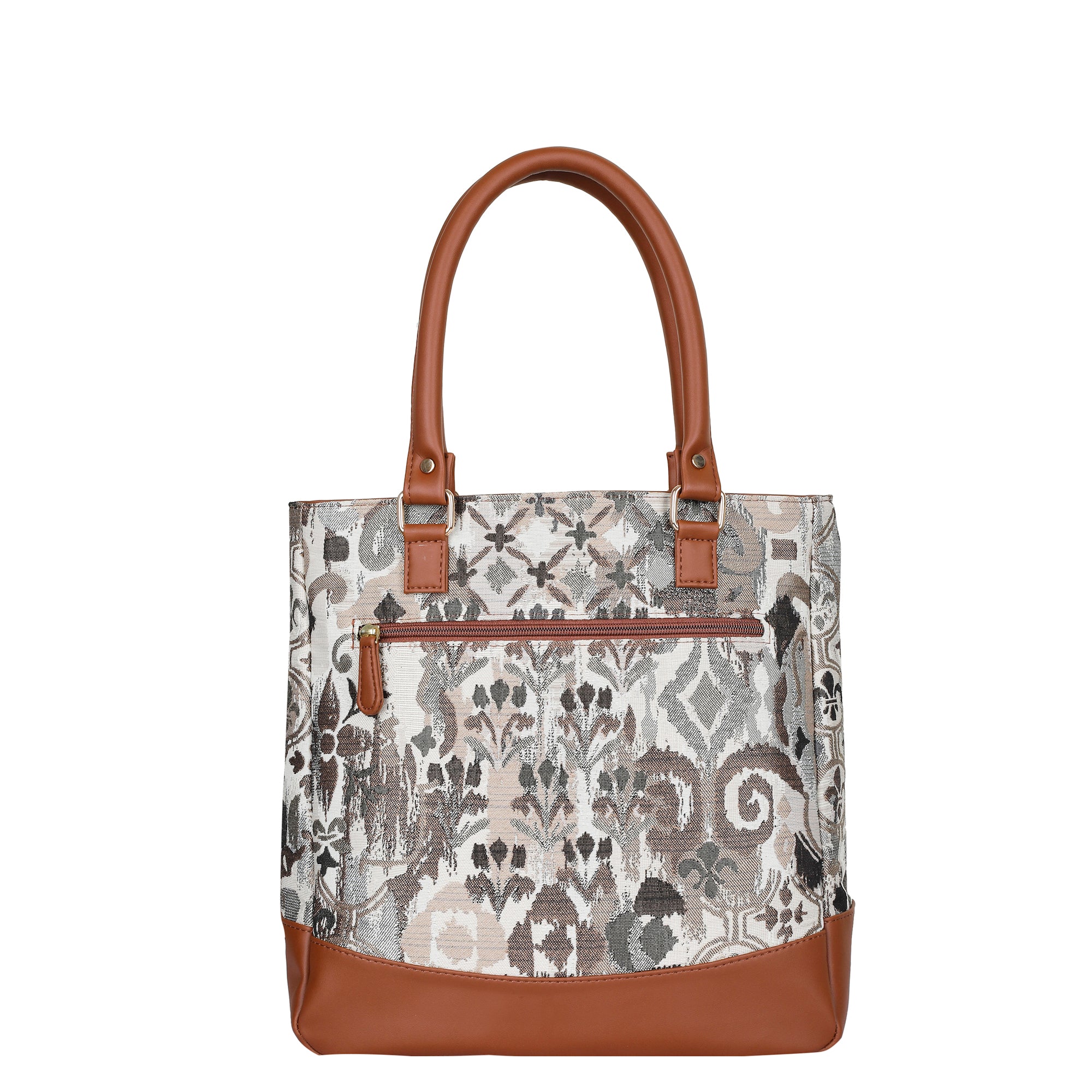 Women’s Abstract Tapestry Tote Bag – Shoulder & Top Handle Handbag with Vegan Leather Trim for Everyday Style