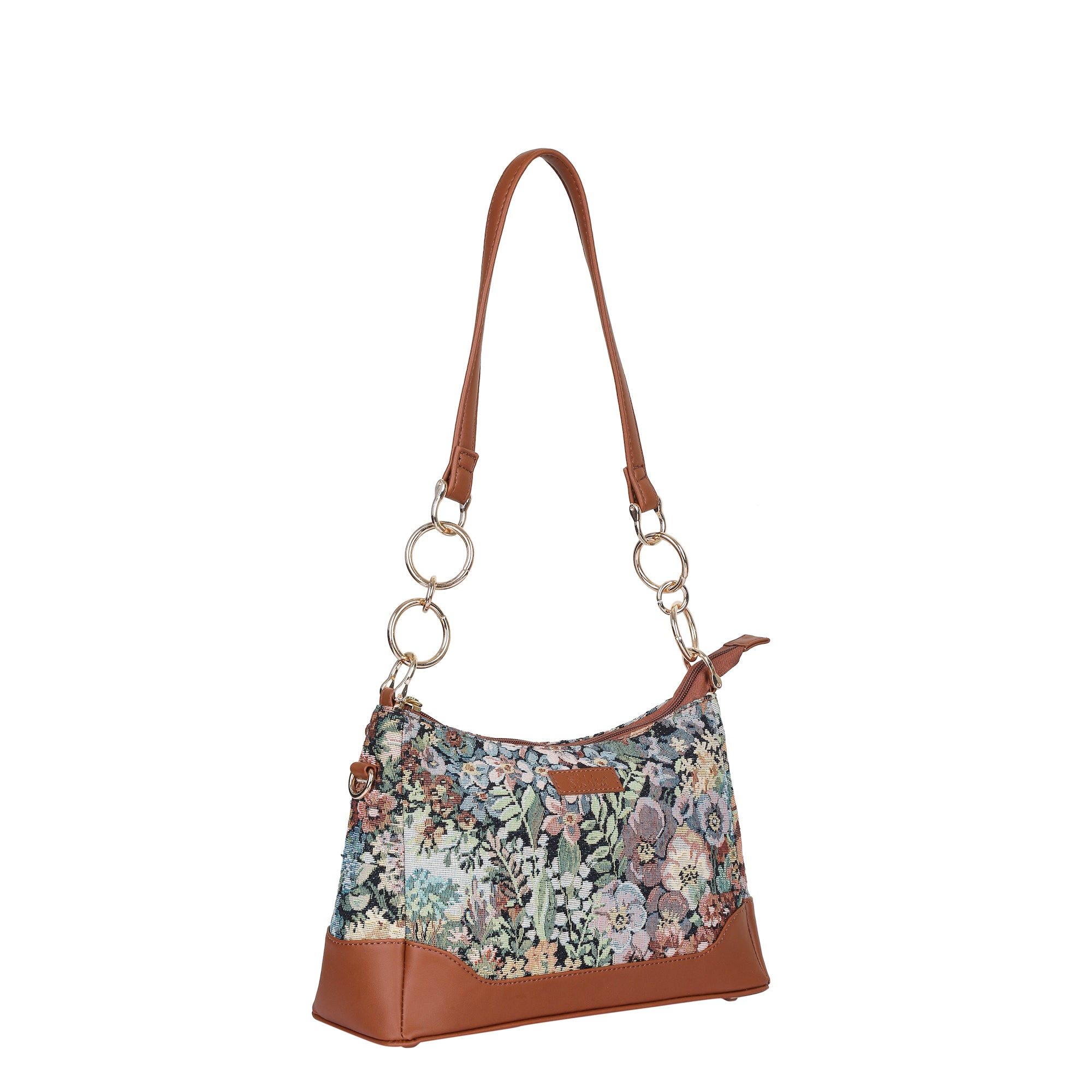 Women’s Botanical Tapestry Shoulder Bag – Tote & Sling Satchel Purse with Vegan Leather Accents for Travel & Everyday Style