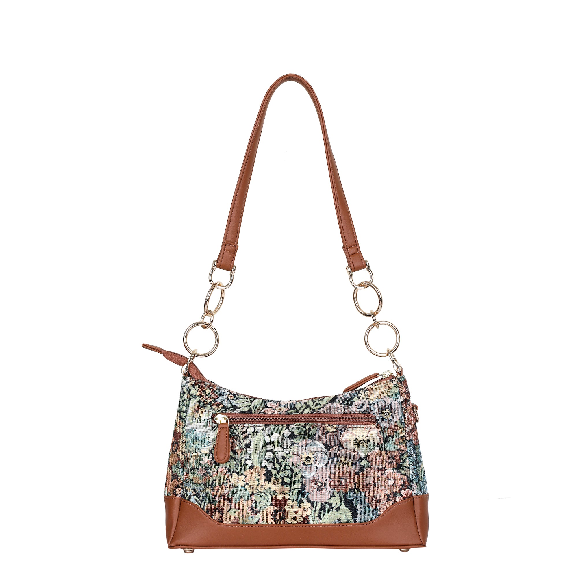 Women’s Botanical Tapestry Shoulder Bag – Tote & Sling Satchel Purse with Vegan Leather Accents for Travel & Everyday Style