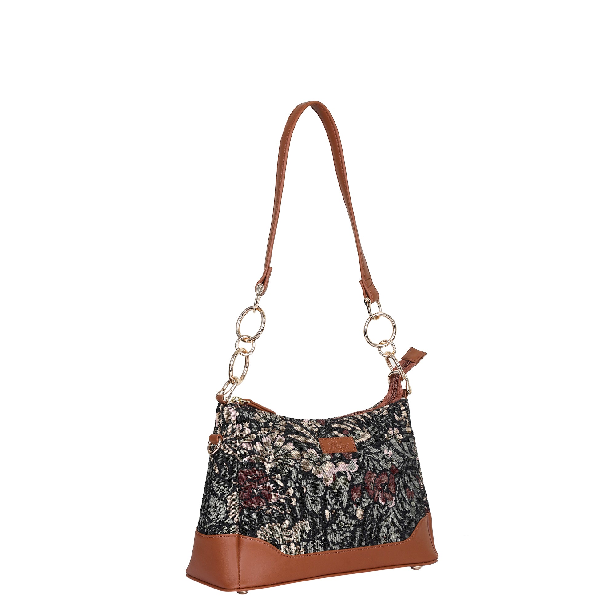 Women’s Tapestry Shoulder Bag in Vintage Pattern – Vegan Leather-Trimmed Tote & Sling Satchel Purse for Office & Daily Use