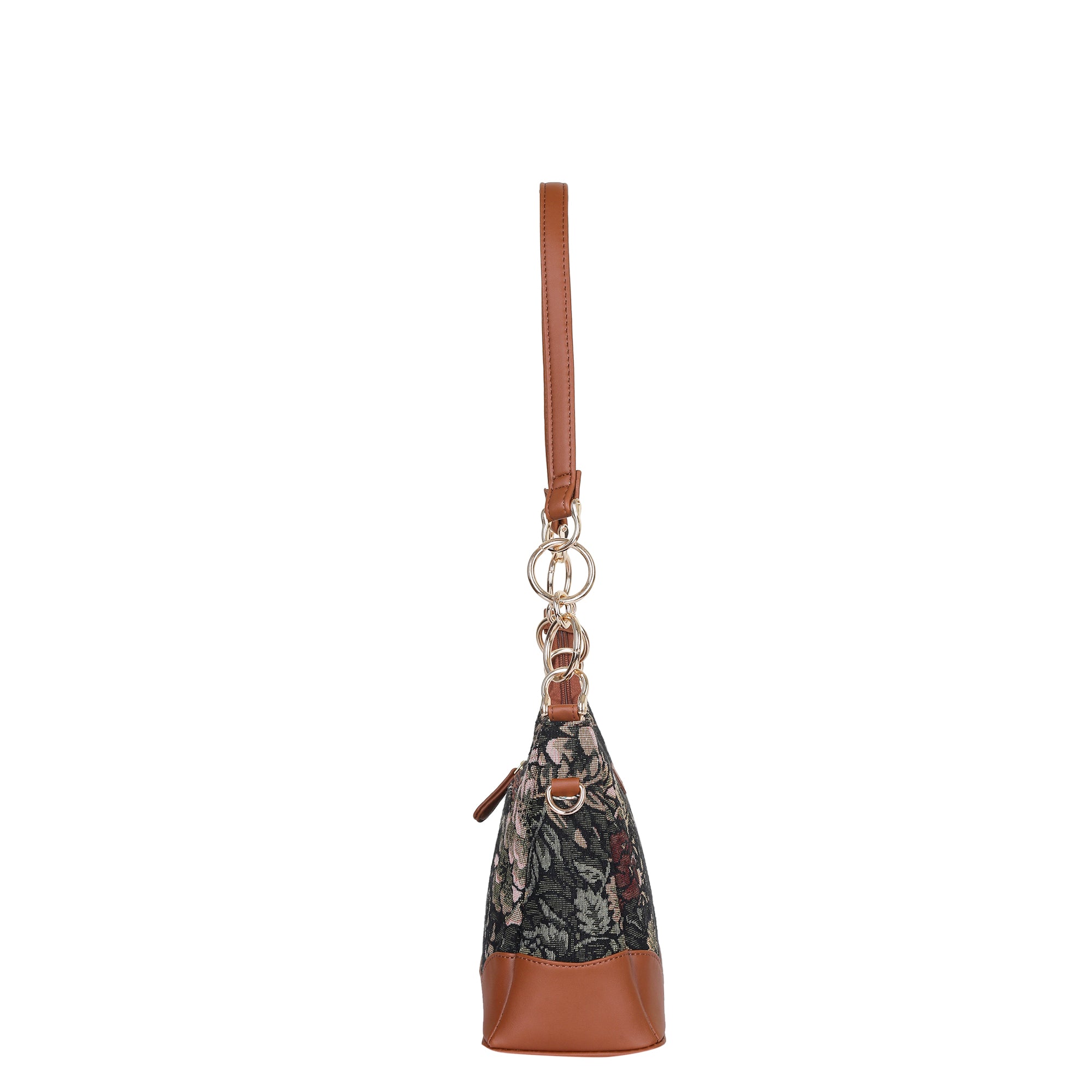Women’s Tapestry Shoulder Bag in Vintage Pattern – Vegan Leather-Trimmed Tote & Sling Satchel Purse for Office & Daily Use