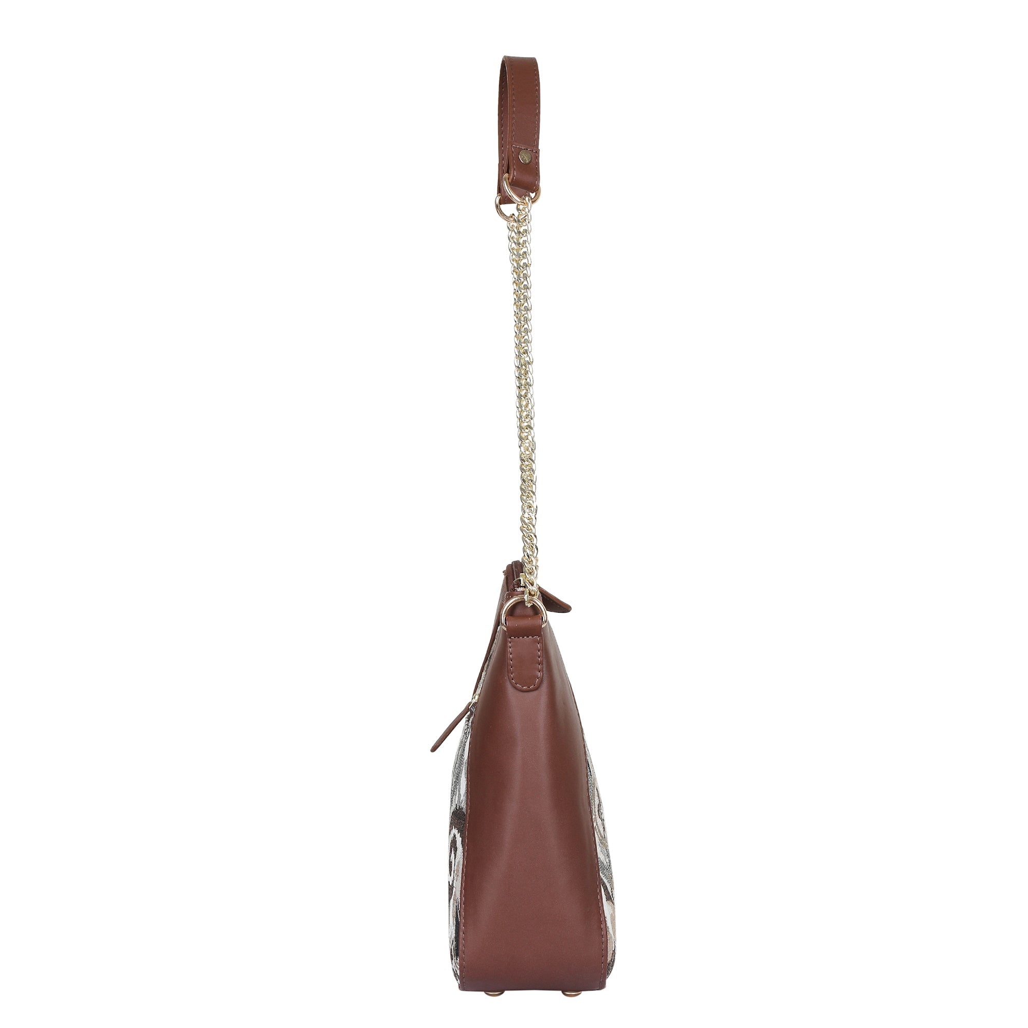 Women's Abstract Design Tapestry Hobo Bag | Leather-Trimmed Shoulder & Satchel bag with Chain Strap for Work & Travel