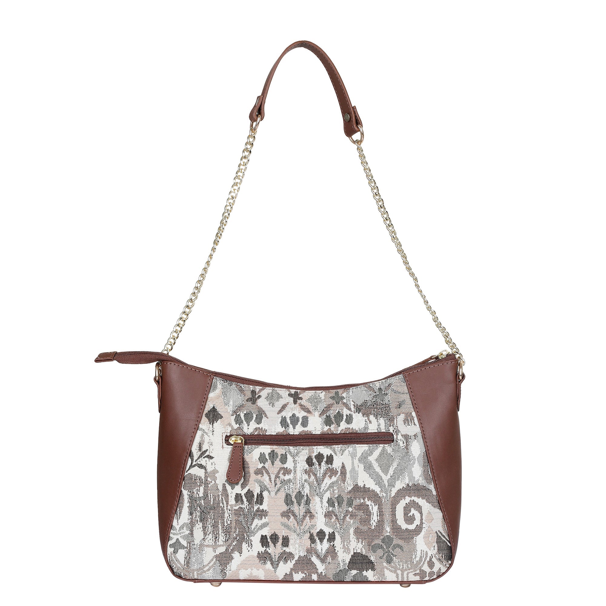 Women's Abstract Design Tapestry Hobo Bag | Leather-Trimmed Shoulder & Satchel bag with Chain Strap for Work & Travel