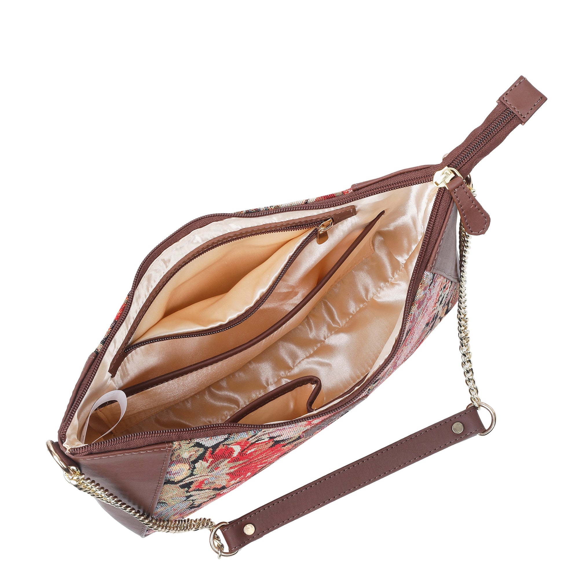 Ladies Tapestry Hobo Bag in Floral Pattern |  Leather-Trimmed Shoulder Bag & Satchel Purse for Everyday Essentials