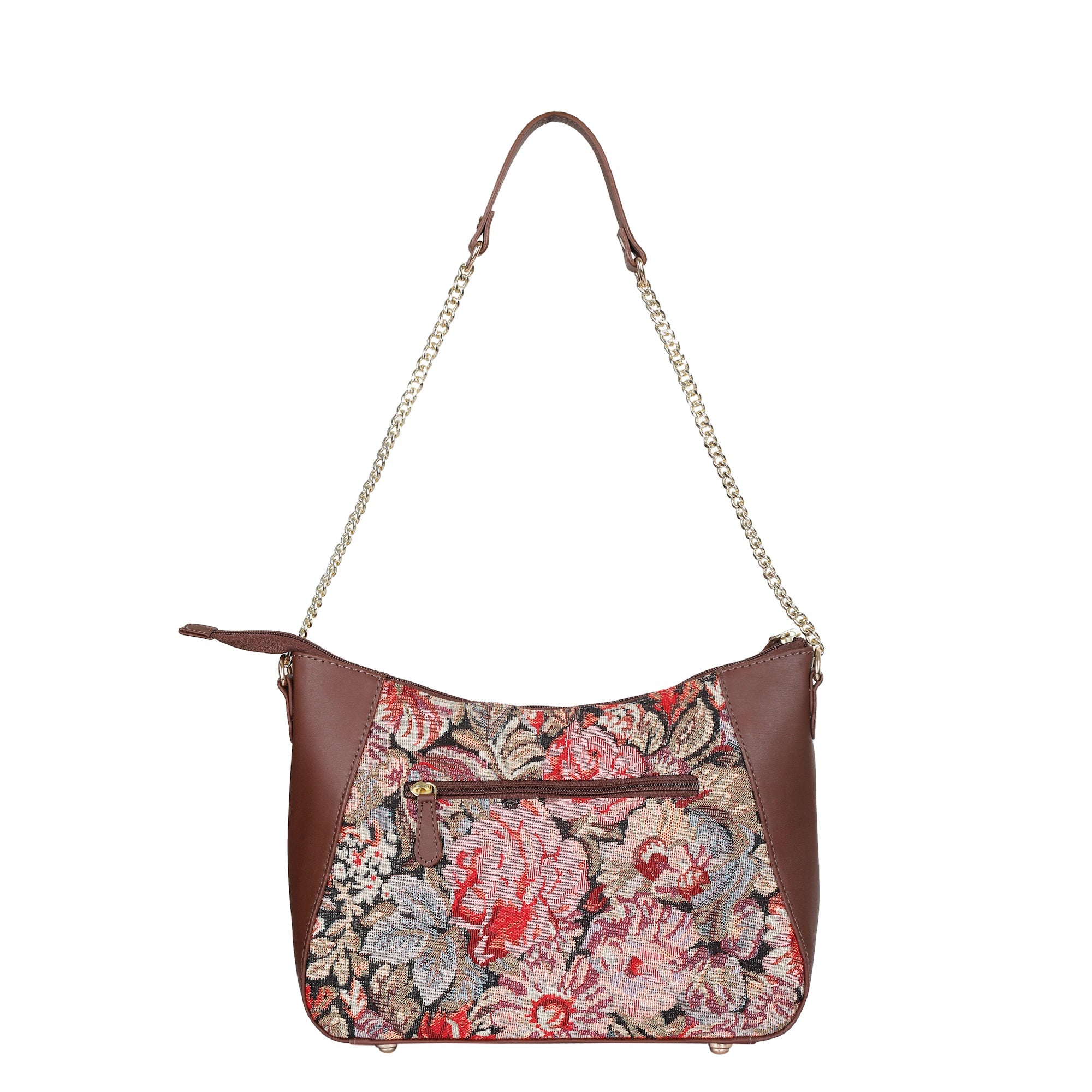 Ladies Tapestry Hobo Bag in Floral Pattern |  Leather-Trimmed Shoulder Bag & Satchel Purse for Everyday Essentials