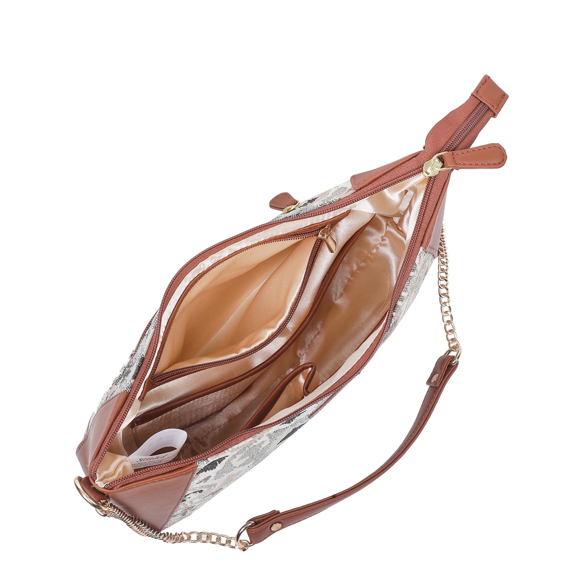Women’s Abstract Tapestry Hobo Shoulder Bag – Leather Sling & Satchel Purse with Chain Strap & Top Handle for Work & Travel
