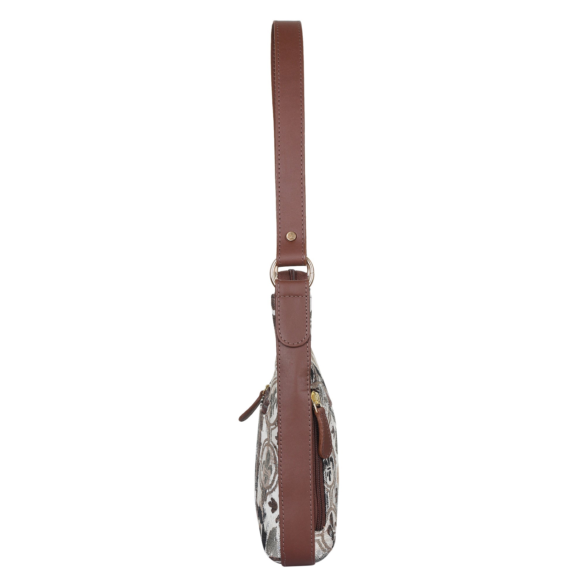 Abstract Pattern Tapestry Hobo Bag For Women| Elegant Leather Shoulder & Satchel Purse with Leather Strap for Work & Travel