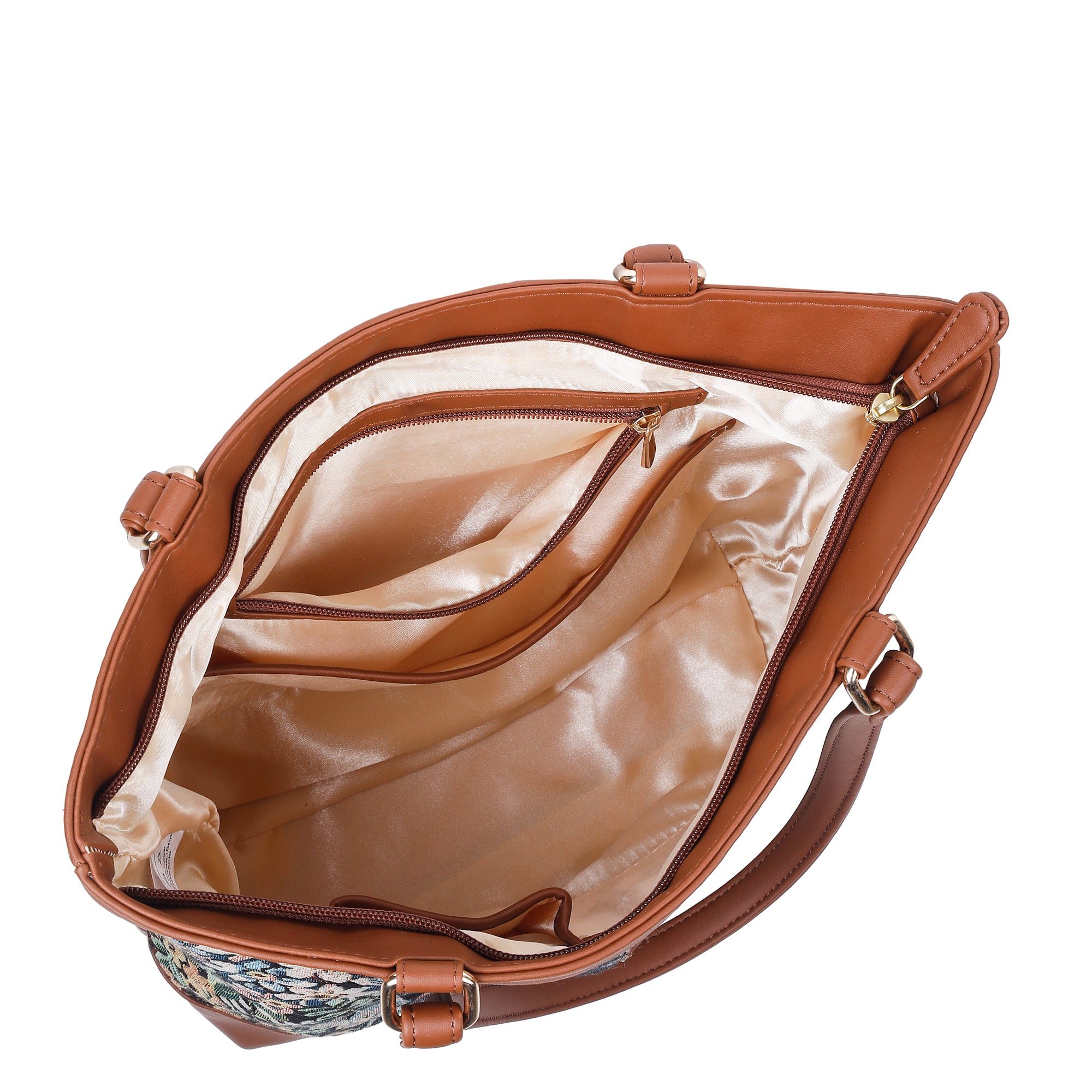 Women’s Botanical Design Tapestry Tote Bag – Vegan Leather Shoulder Satchel with Top Handle for Everyday Carry