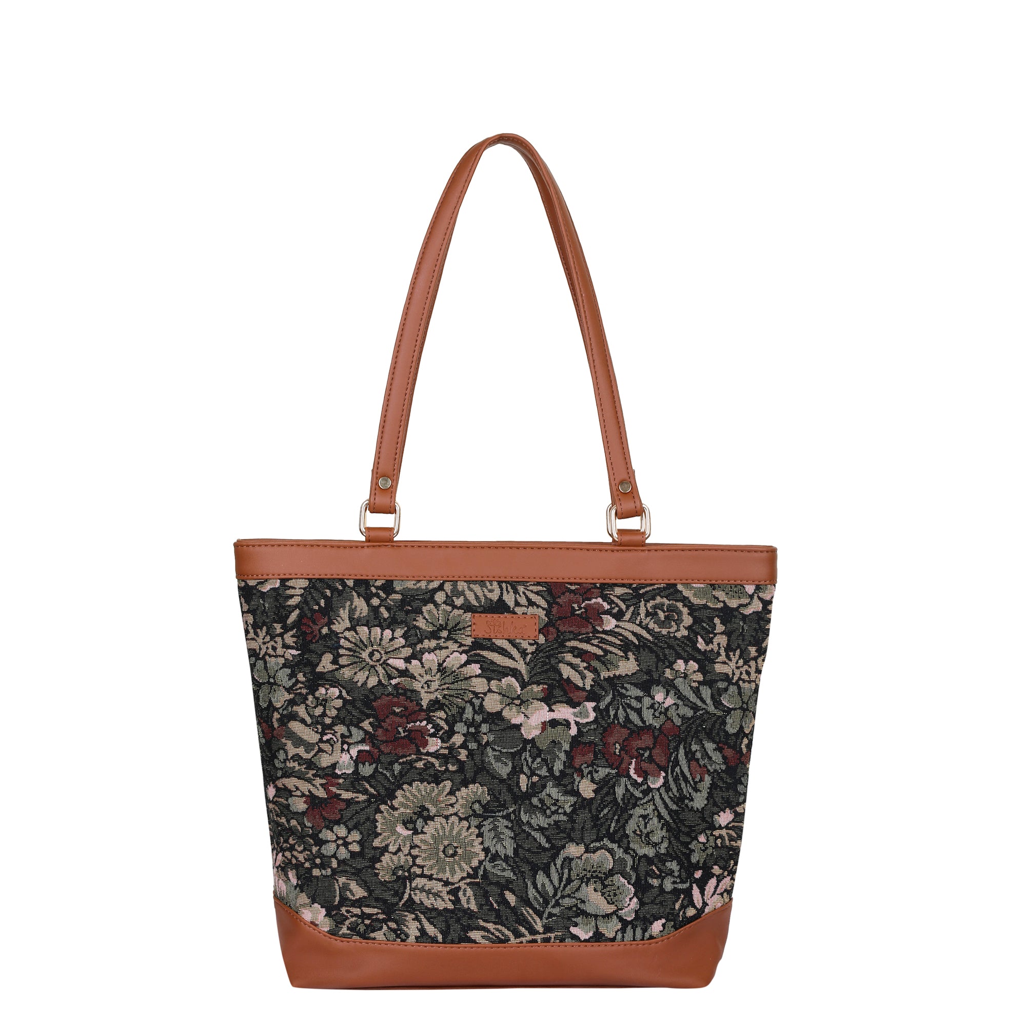 Women’s Vintage Pattern Tapestry Tote Bag – Top Handle Shoulder Satchel with PU Leather Trim for Office & Daily Use