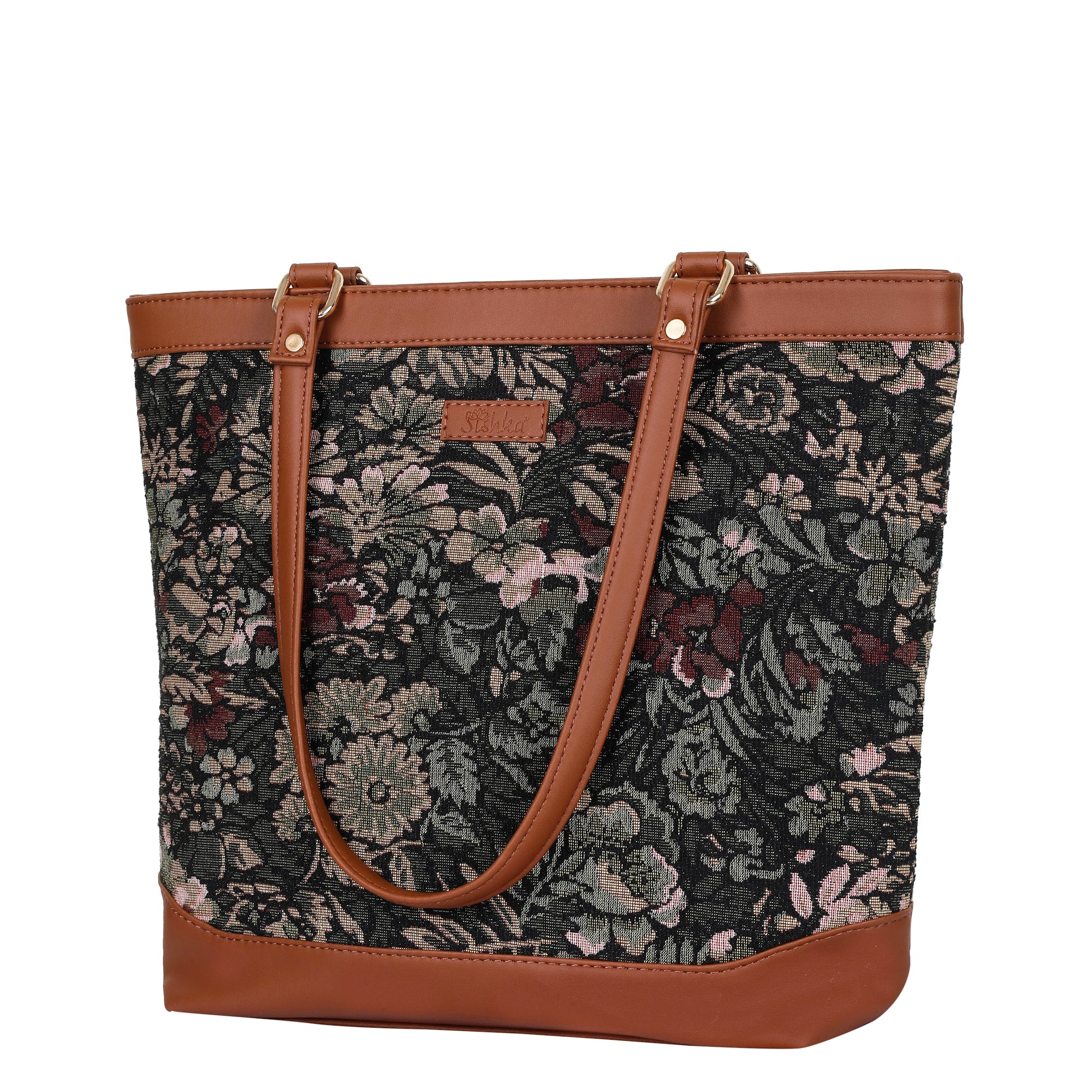 Women’s Vintage Pattern Tapestry Tote Bag – Top Handle Shoulder Satchel with PU Leather Trim for Office & Daily Use