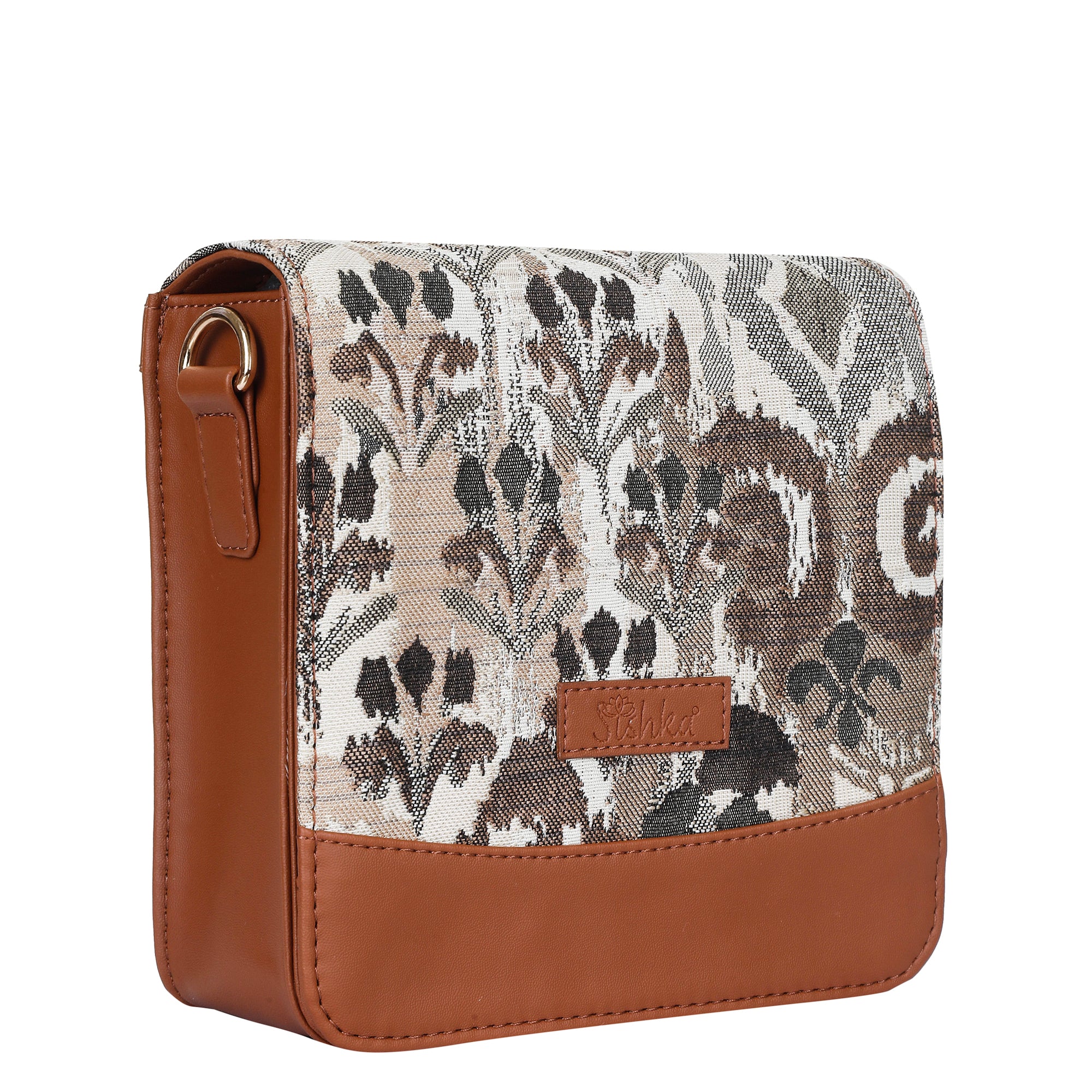 Women’s Abstract Pattern Tapestry Crossbody Bag – Shoulder Sling Messenger Purse with Vegan Leather Trim for Daily Use