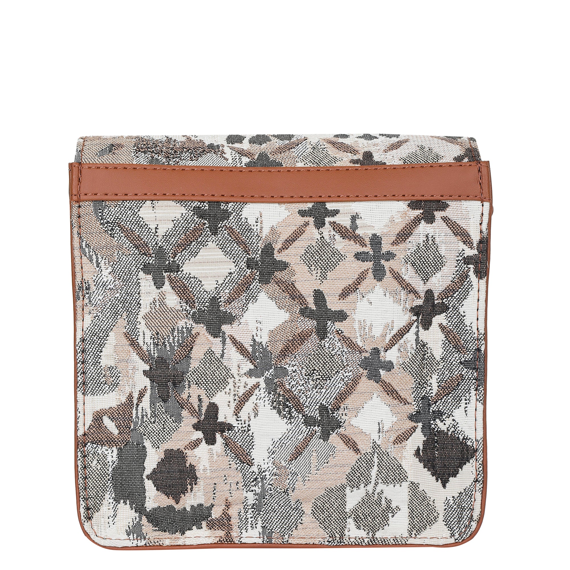 Women’s Abstract Pattern Tapestry Crossbody Bag – Shoulder Sling Messenger Purse with Vegan Leather Trim for Daily Use