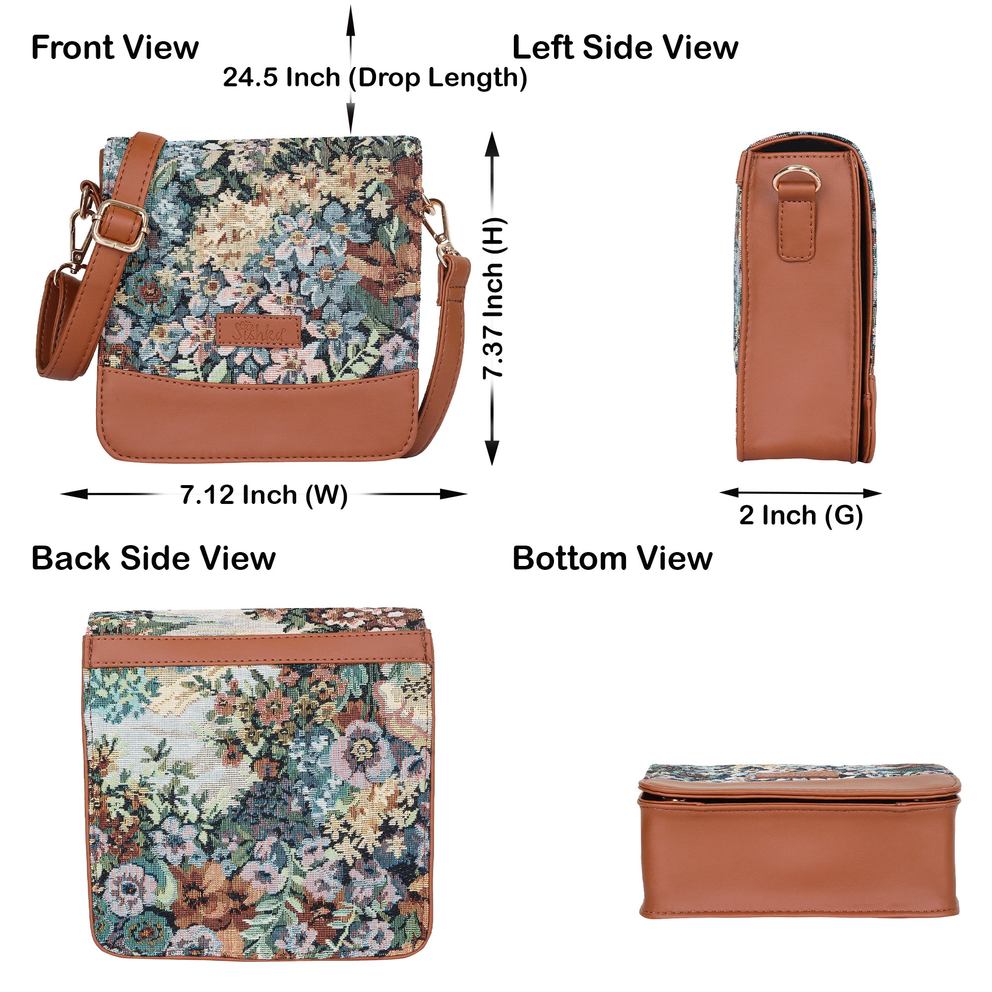 Women’s Botanical Tapestry Crossbody Bag – Vegan Leather Shoulder Sling Messenger Satchel Purse for Travel & Daily Use