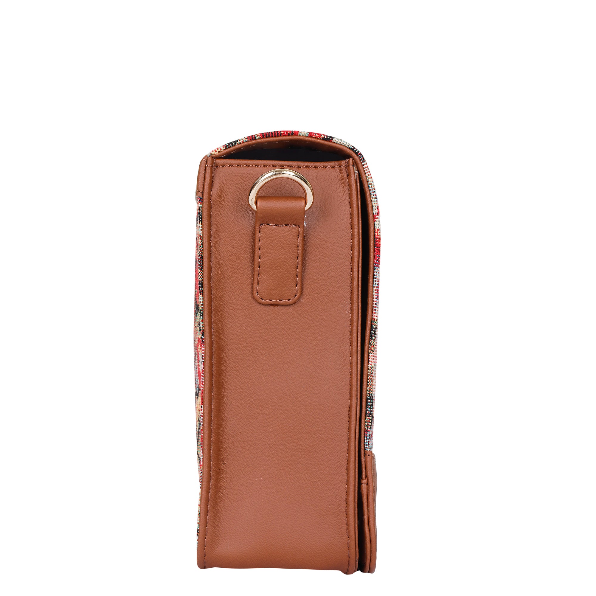 Ladies’ Floral Design Tapestry Crossbody Bag – Sling Purse with Vegan Leather Trim for Office & Everyday Use