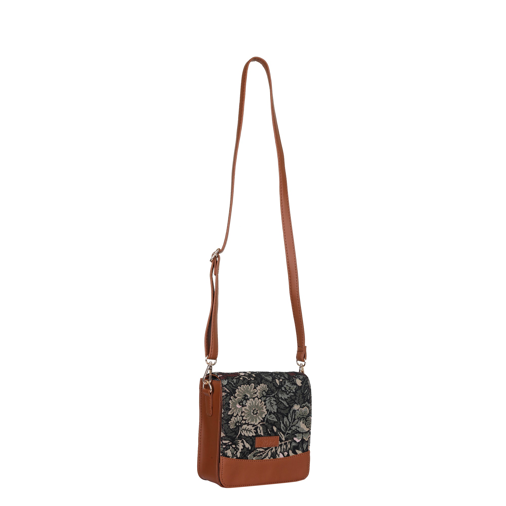 Women’s Vintage Tapestry Crossbody Bag – Vegan Leather-Trimmed Shoulder Satchel Sling Purse for Daily Use