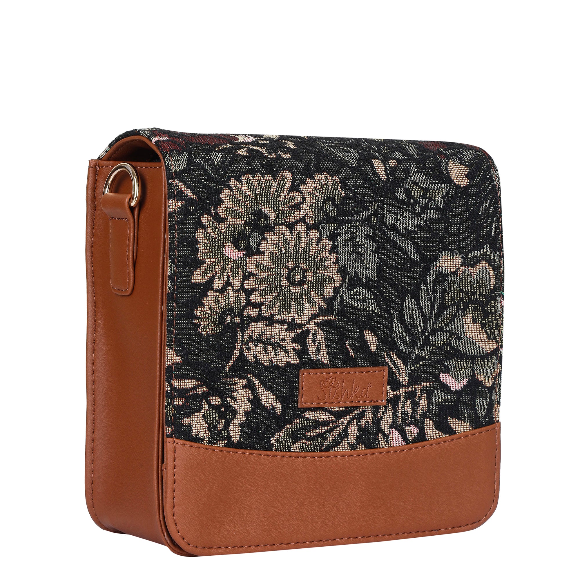 Women’s Vintage Tapestry Crossbody Bag – Vegan Leather-Trimmed Shoulder Satchel Sling Purse for Daily Use