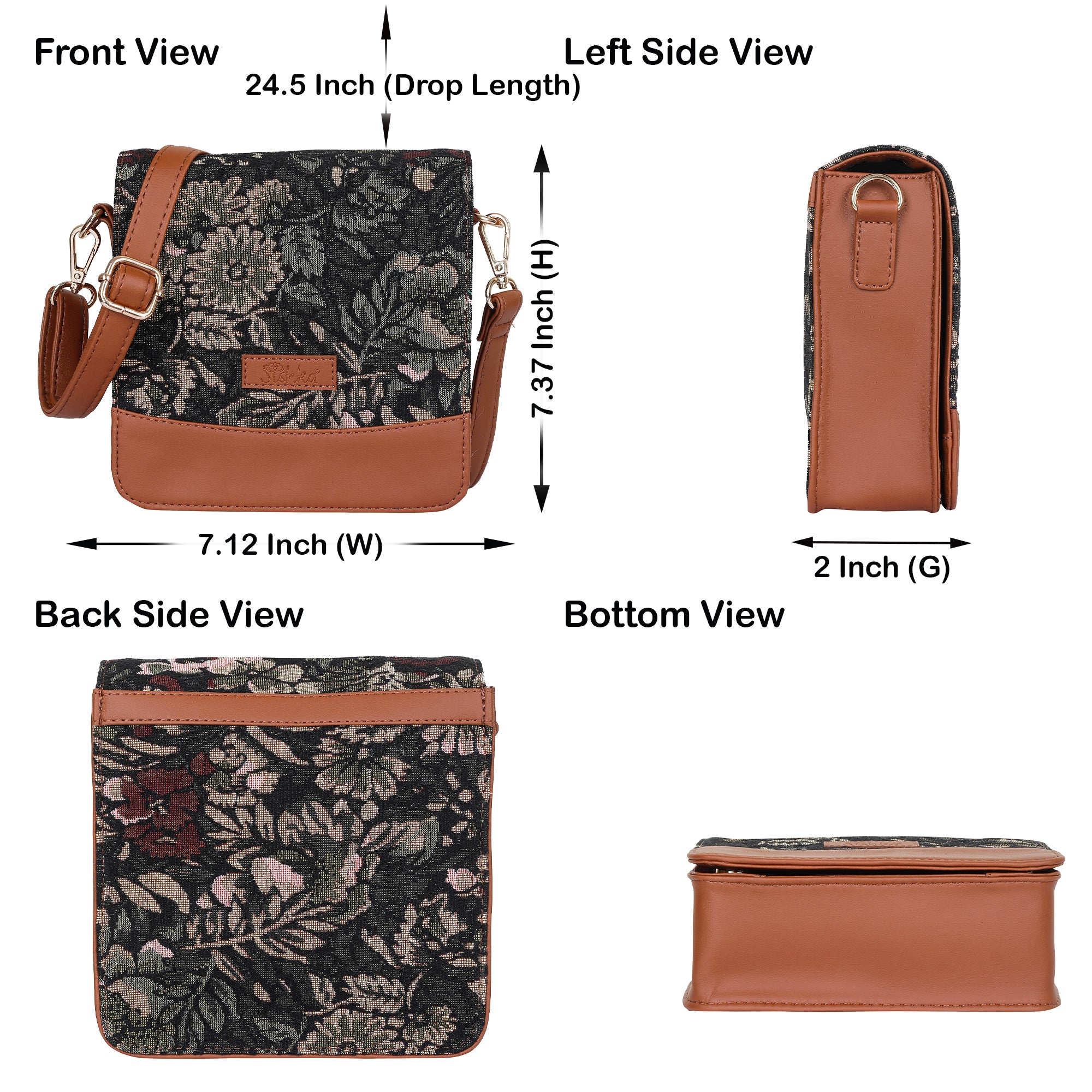 Women’s Vintage Tapestry Crossbody Bag – Vegan Leather-Trimmed Shoulder Satchel Sling Purse for Daily Use