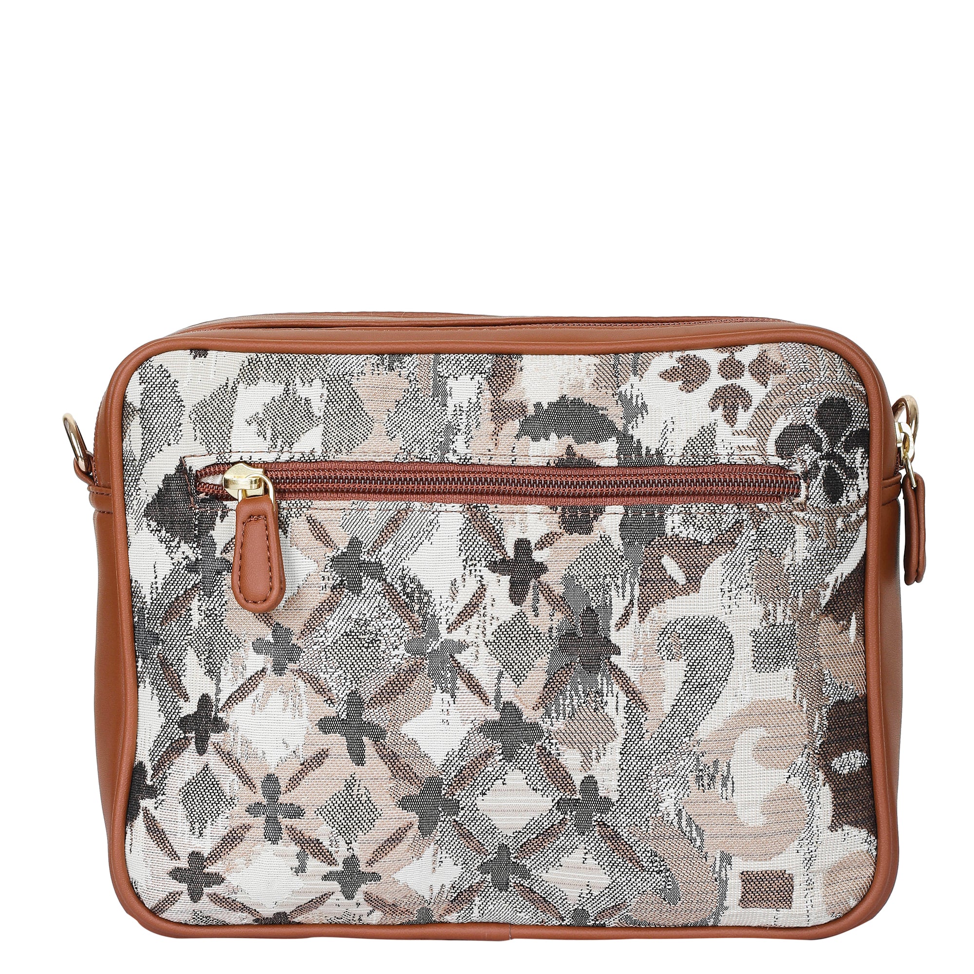 Women’s Abstract Pattern Tapestry Messenger Satchel – Vegan Leather Crossbody Bag with Detachable Strap for Casual & Daily Wear
