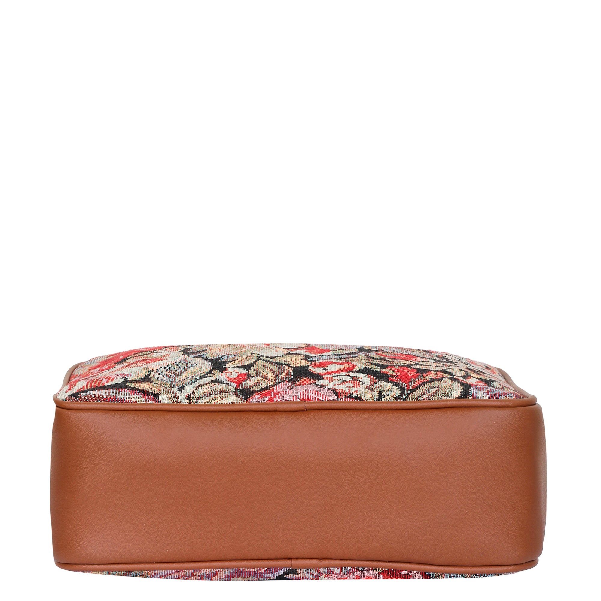 Ladies’ Floral Tapestry Shoulder Sling Bag – Vegan Leather-Trim Messenger Purse with Adjustable Strap for Work