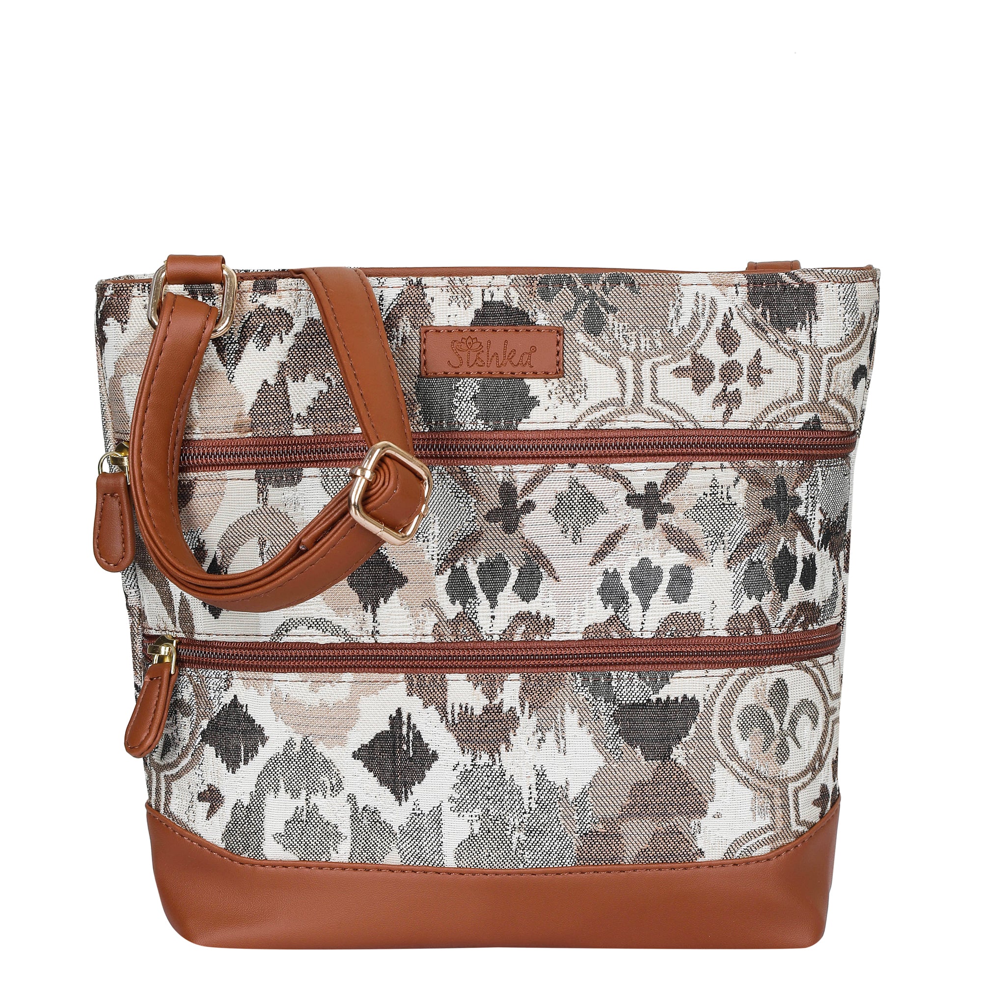 Women’s Abstract Design Tapestry Crossbody Sling Bag – Shoulder & Messenger Purse with Vegan Leather for Outings