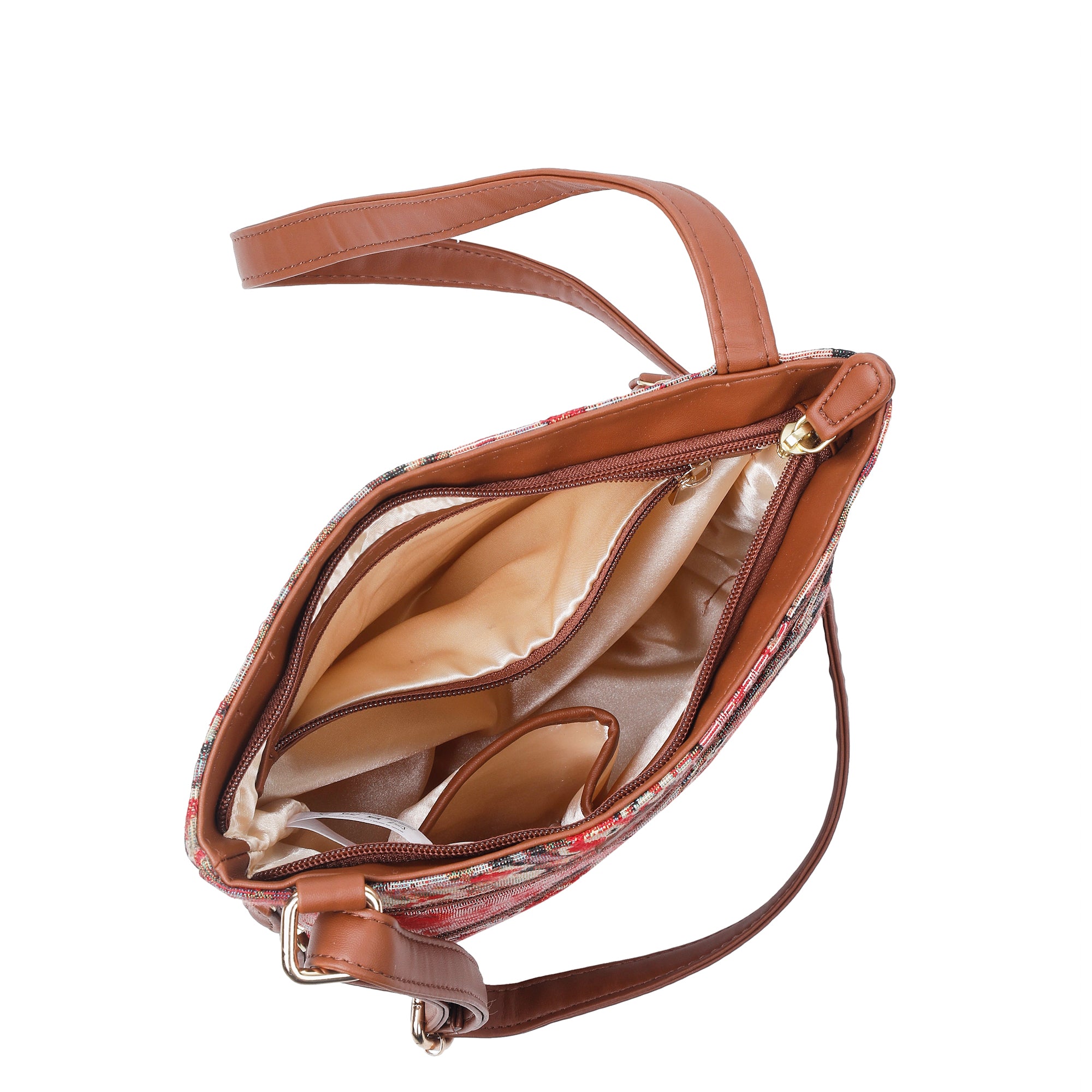 Ladies’ Floral Pattern Tapestry Sling Bag – Crossbody Shoulder Purse with Vegan Leather Trim & Adjustable Strap for Travel