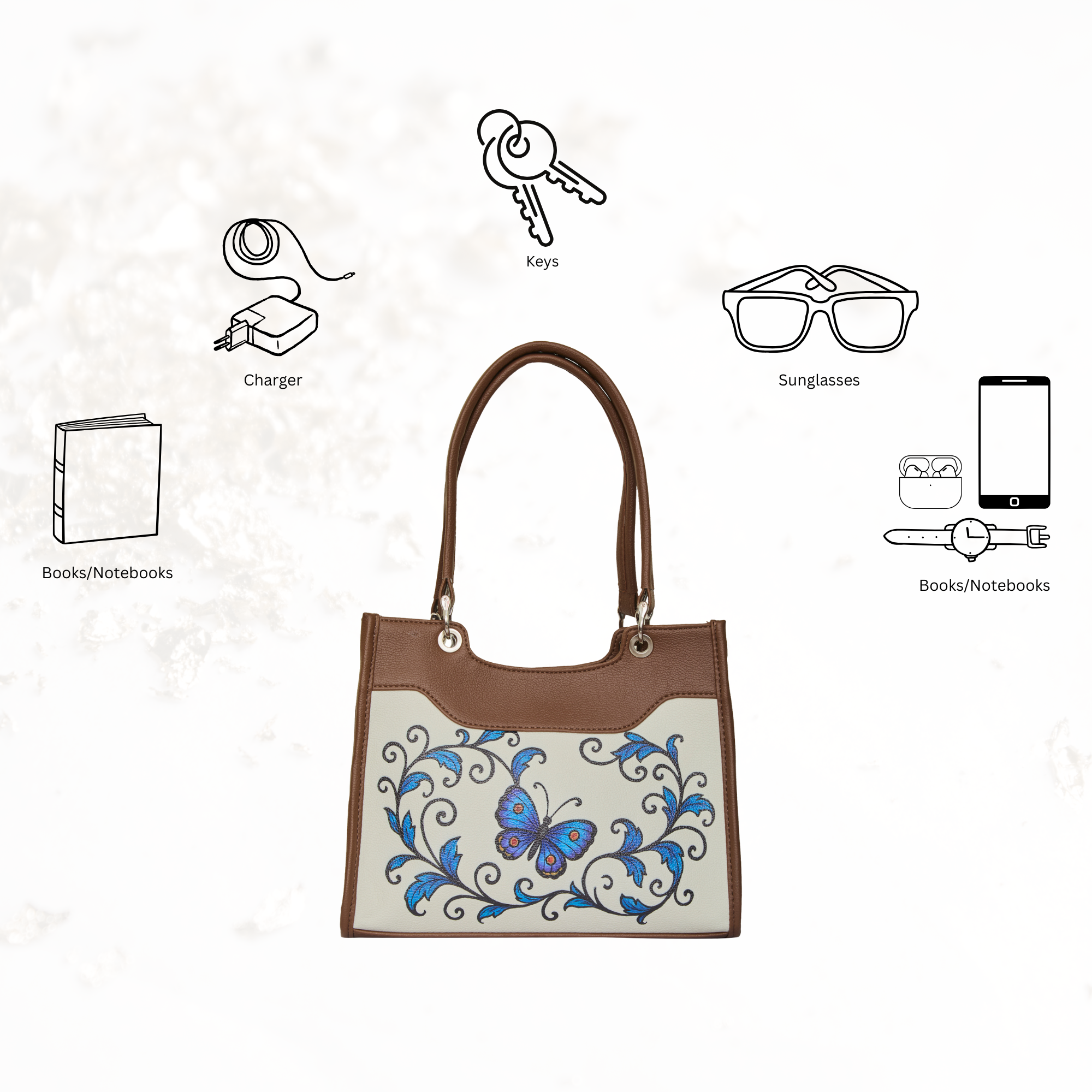 Women’s Printed Genuine Leather Satchel Handbag – Crossbody, Shoulder & Top Handle Bag – Ideal for Office, Work, Travel & Daily Use