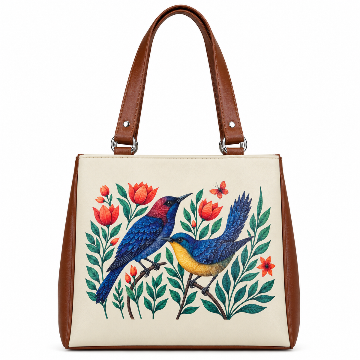 Women’s Printed Vegan Leather Tote Shoulder Bag – Multi-Compartment Handbag for Daily Use, Work & Travel