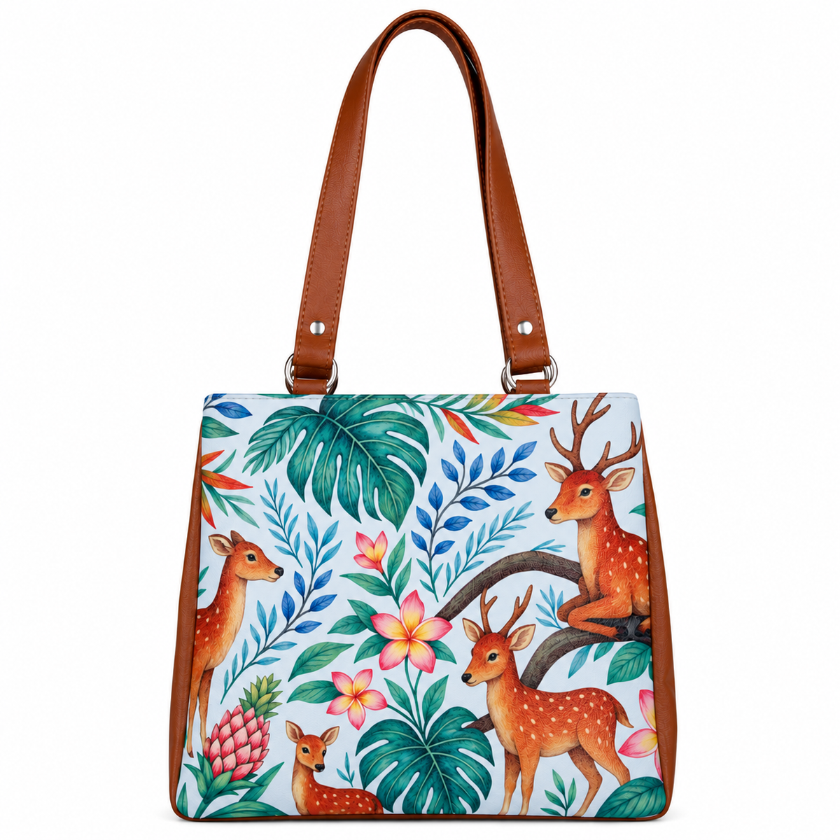 Women’s Printed Vegan Leather Tote Shoulder Bag – Multi-Compartment Handbag for Daily Use, Work & Travel