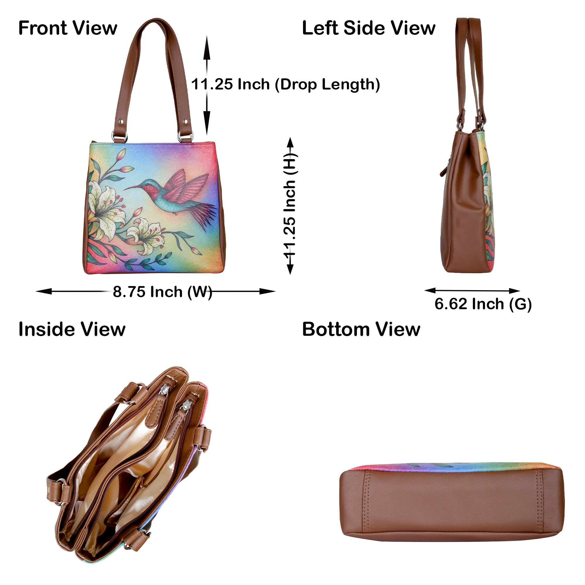 Women’s Printed Leather Tote Shoulder Bag – Multi-Compartment Handbag for Daily Use, Work & Travel