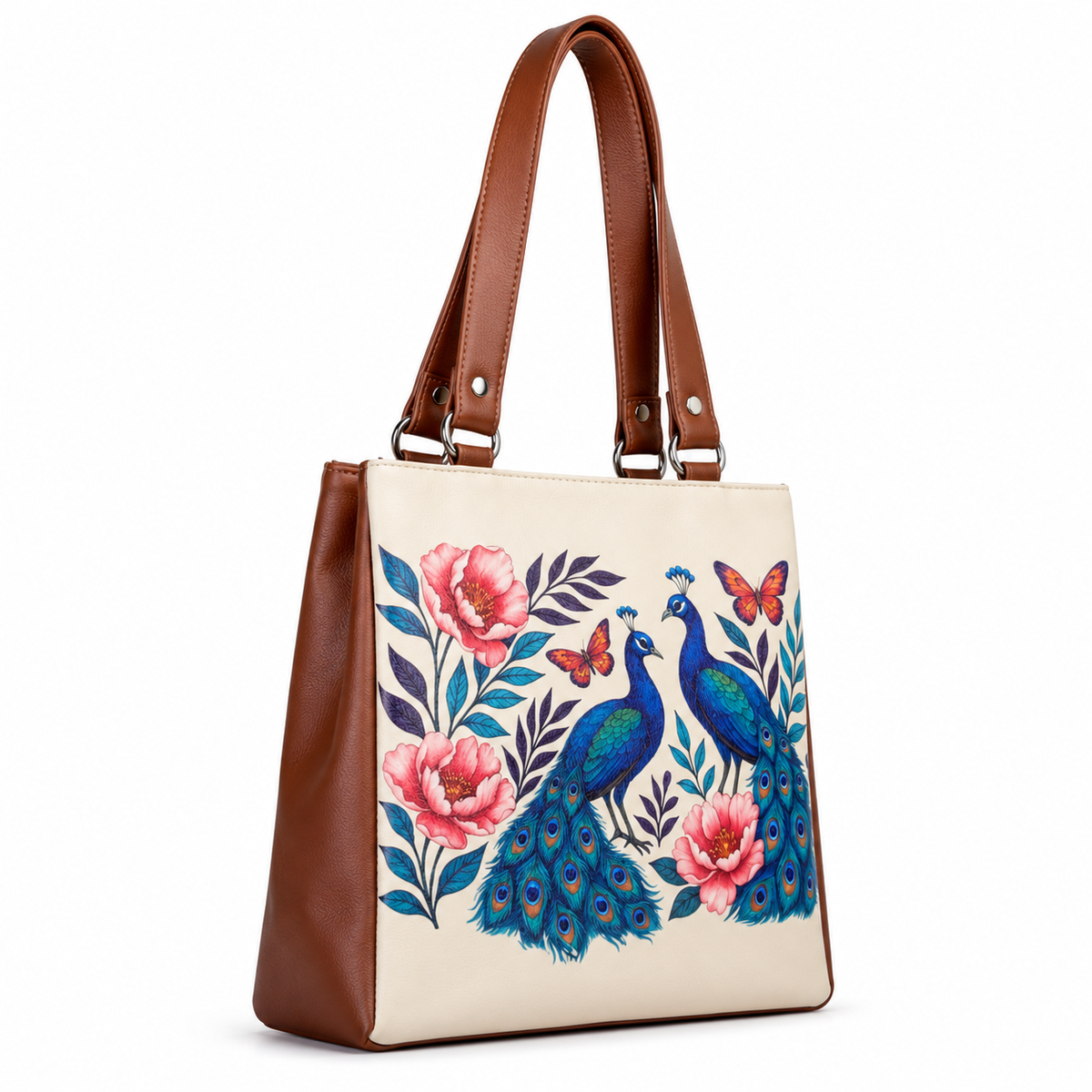 Women’s Printed Vegan Leather Tote Shoulder Bag – Multi-Compartment Handbag for Daily Use, Work & Travel