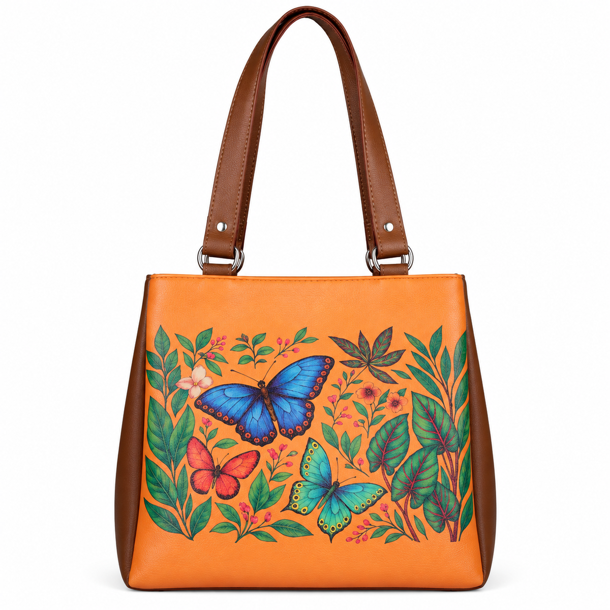Women’s Printed Vegan Leather Tote Shoulder Bag – Multi-Compartment Handbag for Daily Use, Work & Travel