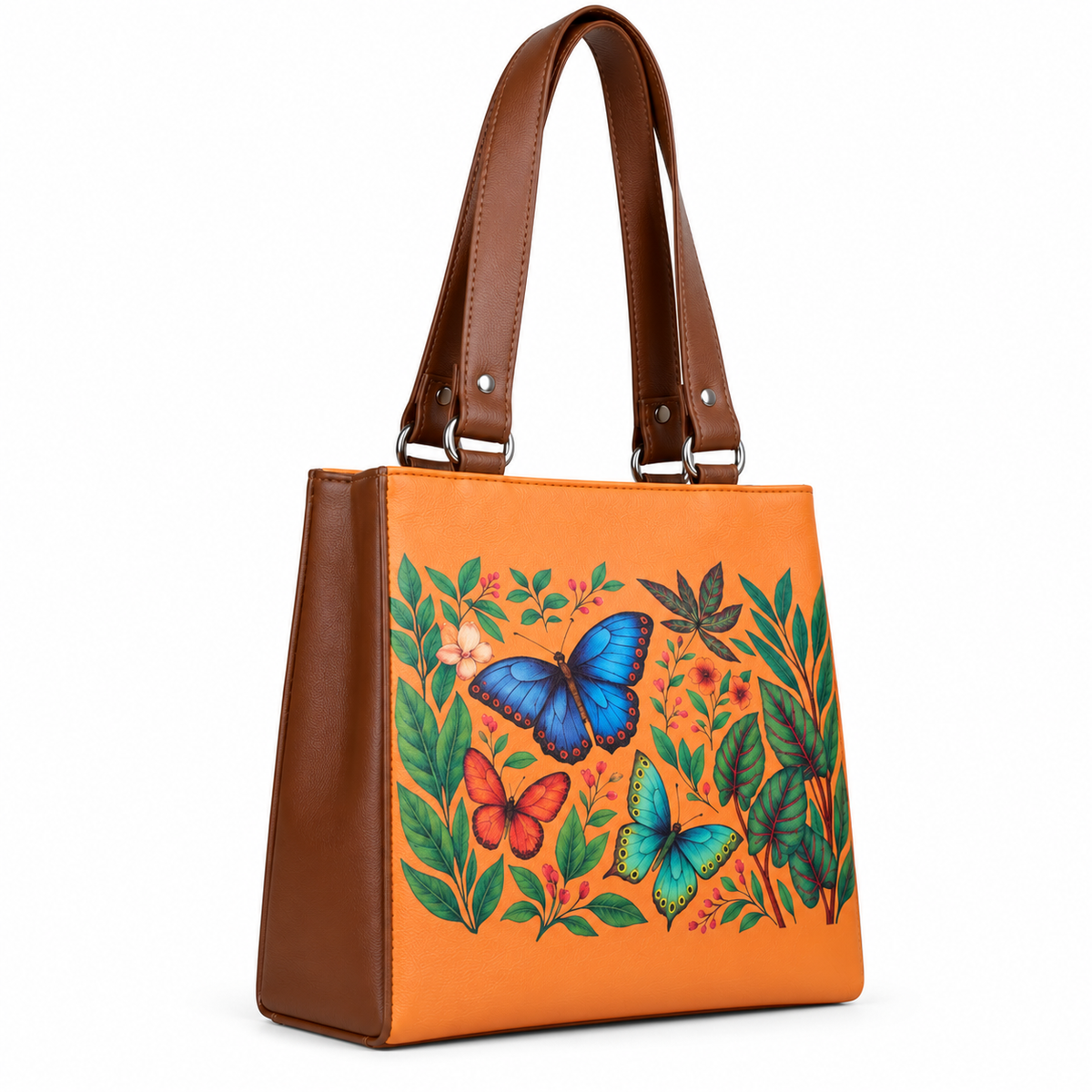 Women’s Printed Vegan Leather Tote Shoulder Bag – Multi-Compartment Handbag for Daily Use, Work & Travel