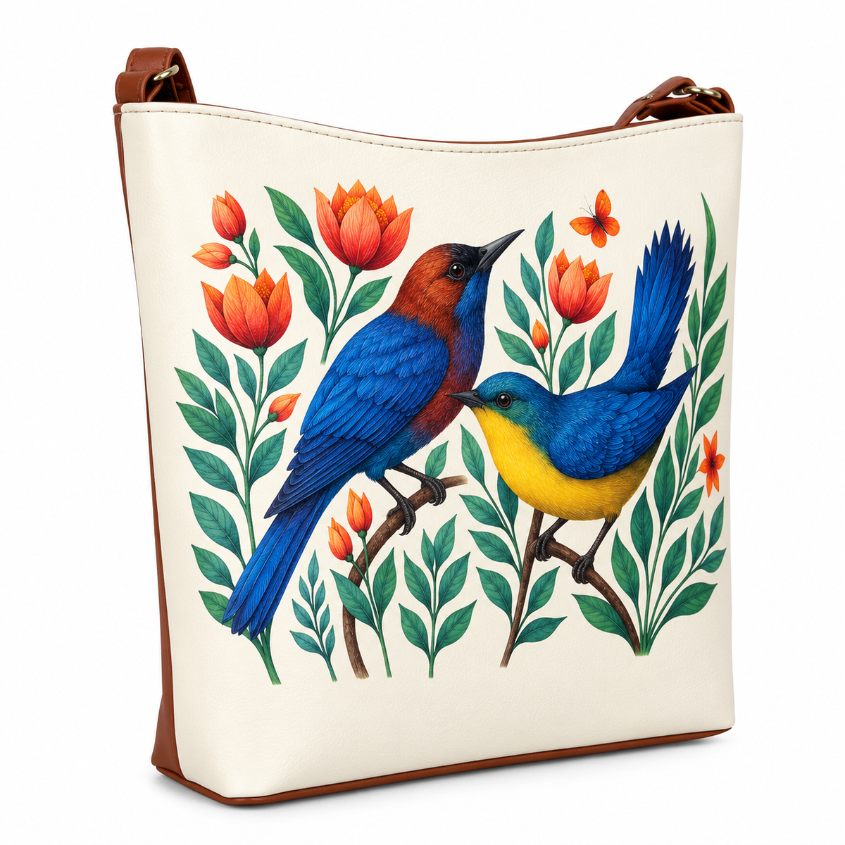 Printed Vegan Leather Crossbody Bag – Adjustable Sling & Over the Shoulder Bag for Women – Stylish Handbag & Travel Purse