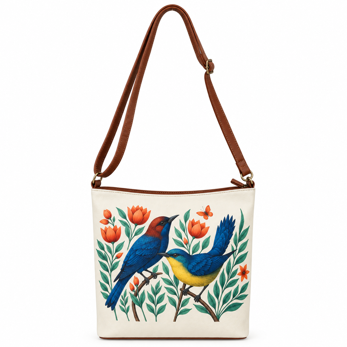 Printed Vegan Leather Crossbody Bag – Adjustable Sling & Over the Shoulder Bag for Women – Stylish Handbag & Travel Purse