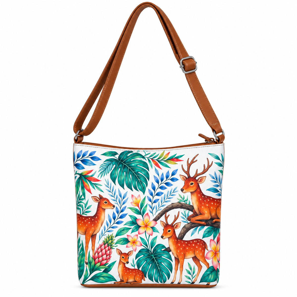 Printed Vegan Leather Crossbody Bag – Adjustable Sling & Over the Shoulder Bag for Women – Stylish Handbag & Travel Purse
