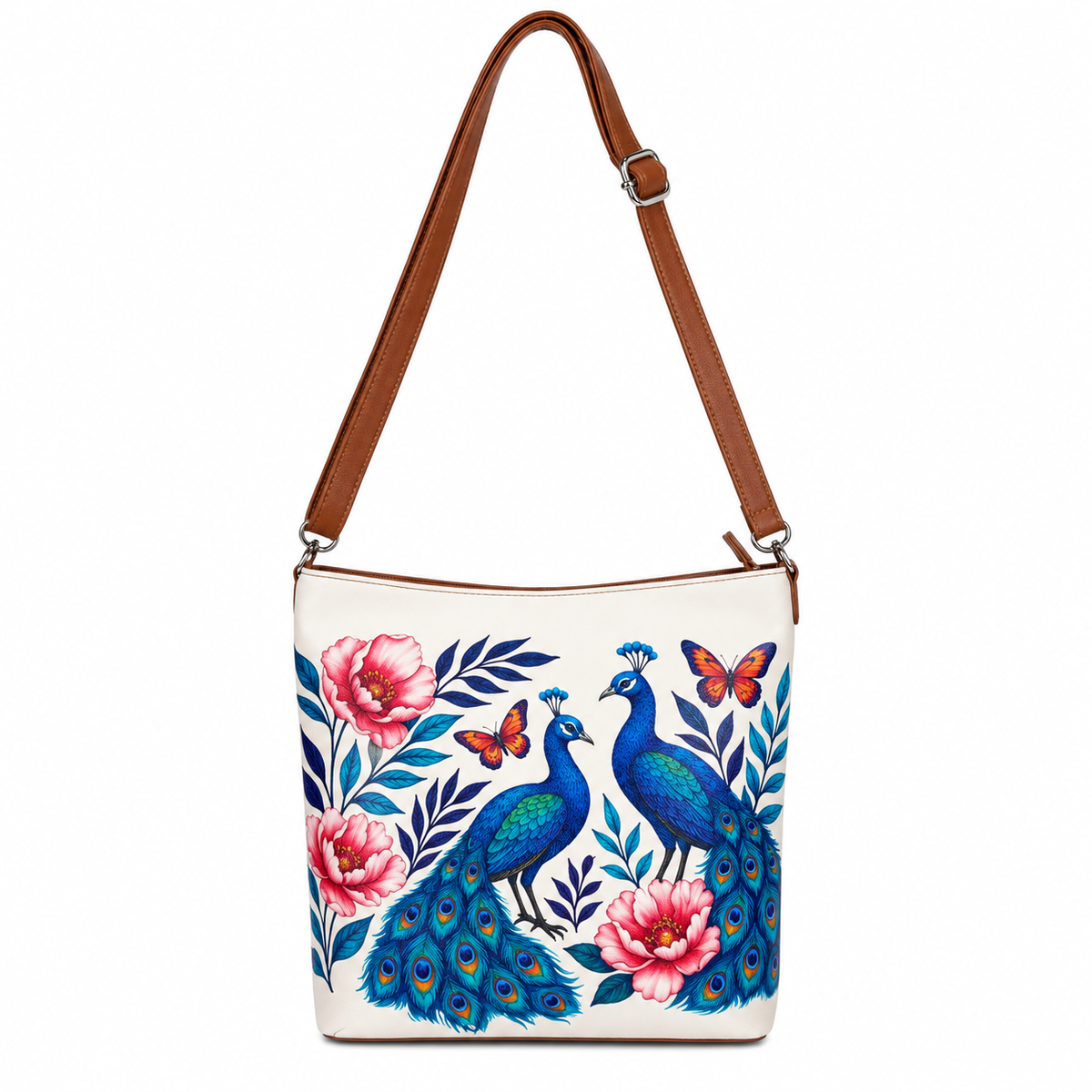 Printed Vegan Leather Crossbody Bag – Adjustable Sling & Over the Shoulder Bag for Women – Stylish Handbag & Travel Purse