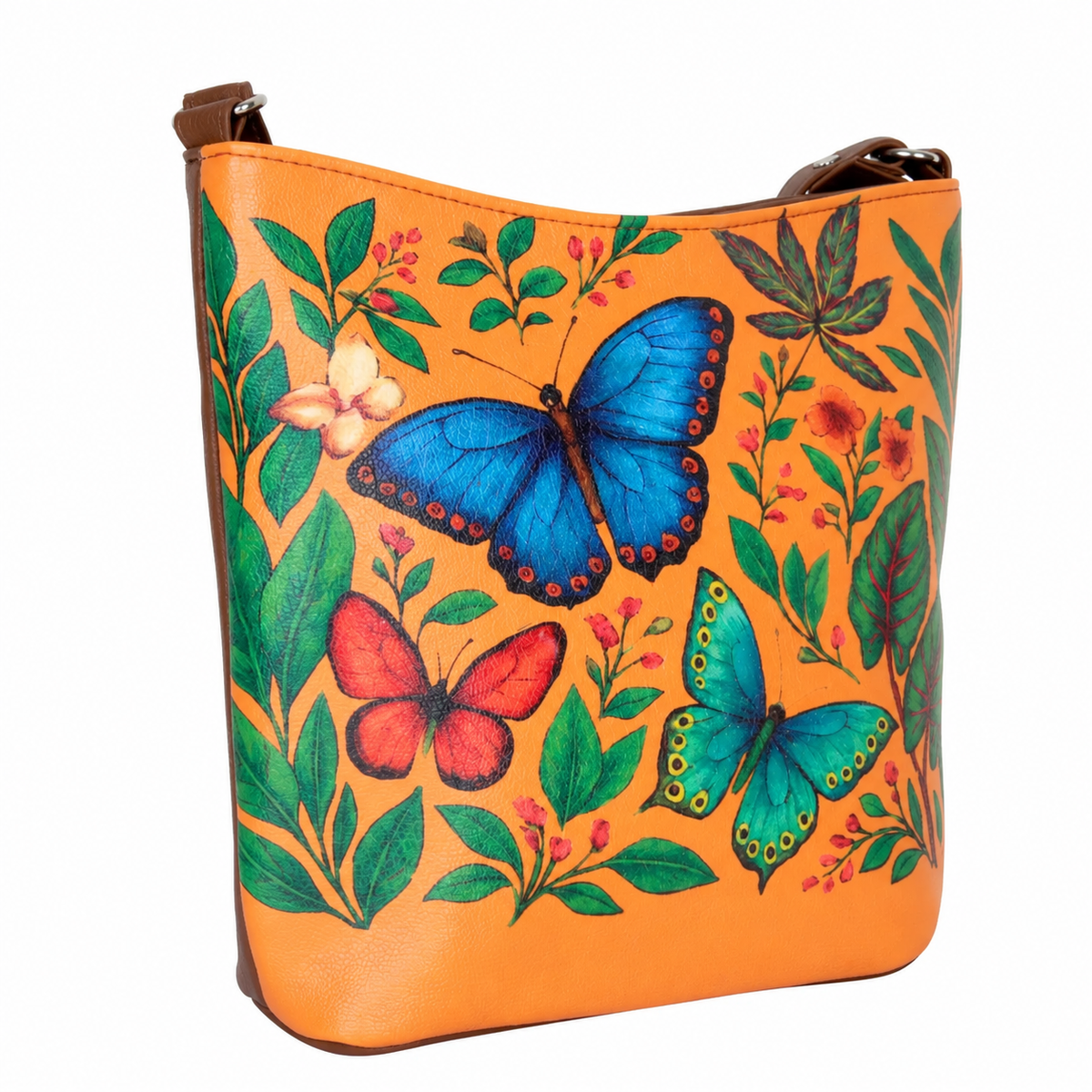 Printed Vegan Leather Crossbody Bag – Adjustable Sling & Over the Shoulder Bag for Women – Stylish Handbag & Travel Purse