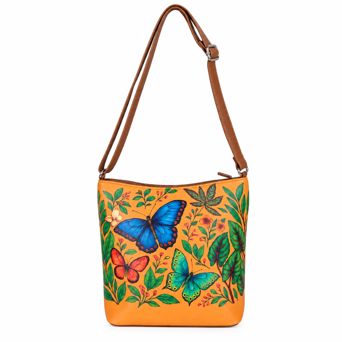 Printed Vegan Leather Crossbody Bag – Adjustable Sling & Over the Shoulder Bag for Women – Stylish Handbag & Travel Purse