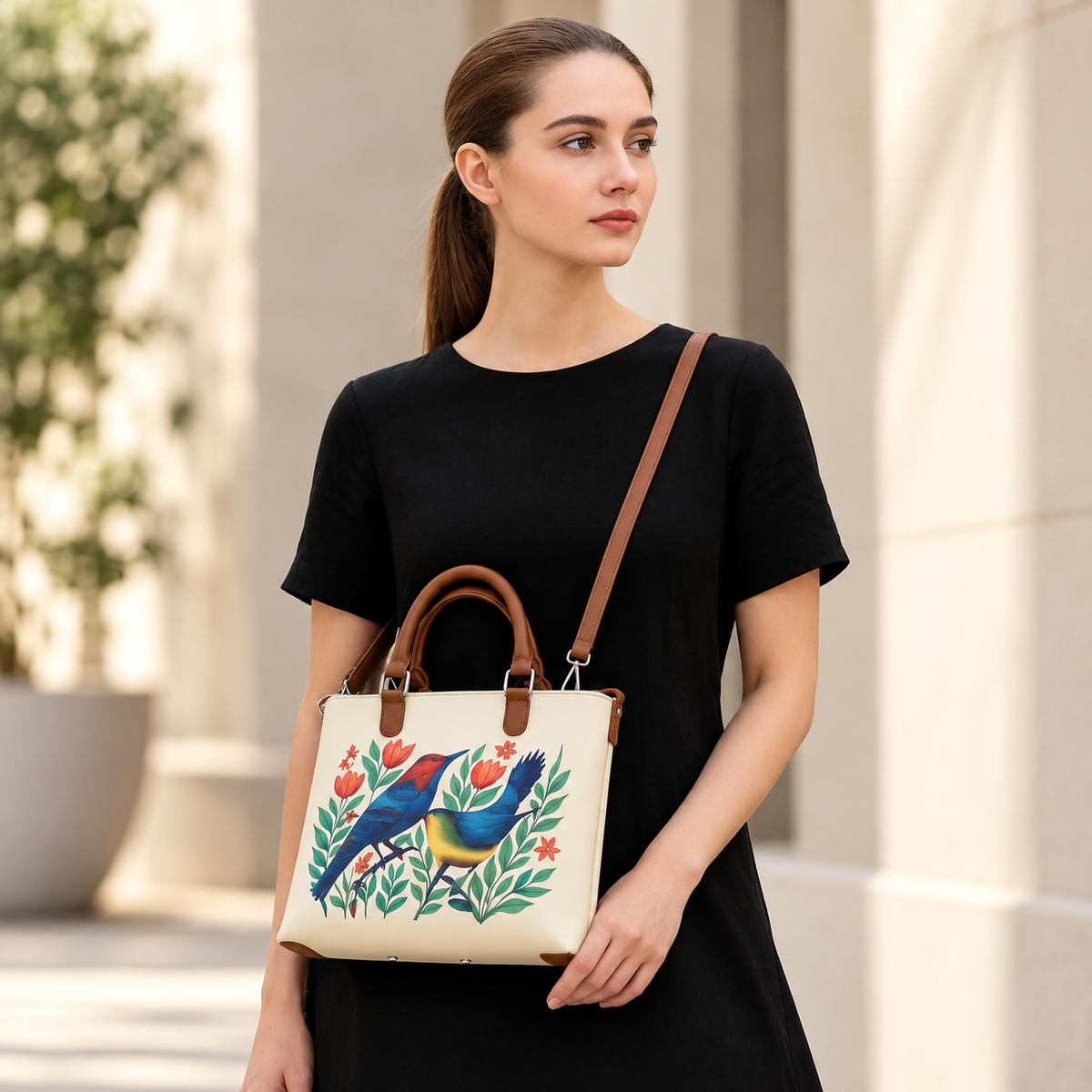 Women’s Vegan Leather 3-in-1 Printed Convertible Shoulder Bag – Stylish Top Handle Crossbody  & Handbag  Purse – Everyday Use