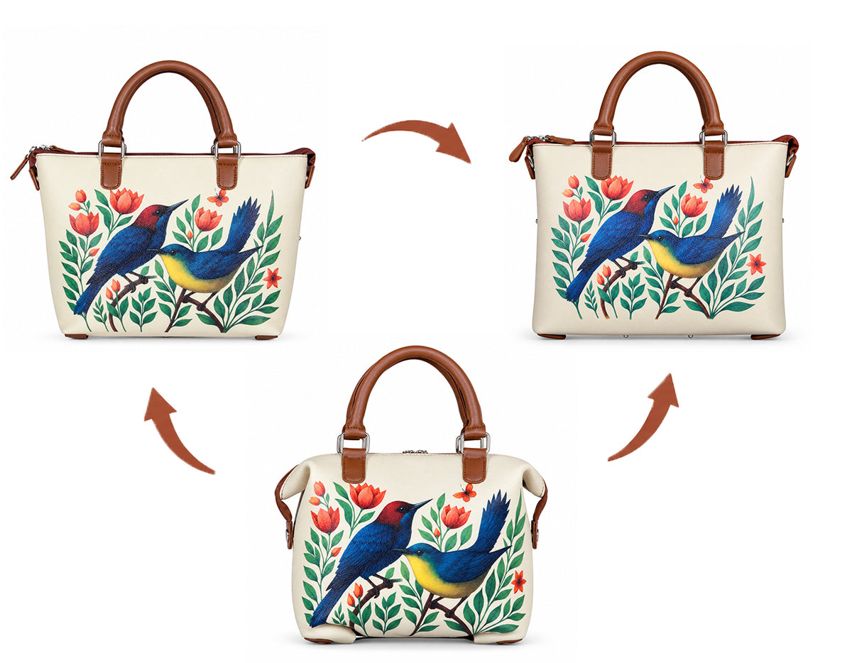 Women’s Vegan Leather 3-in-1 Printed Convertible Shoulder Bag – Stylish Top Handle Crossbody  & Handbag  Purse – Everyday Use