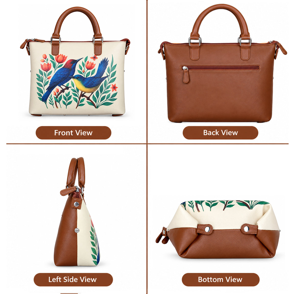Women’s Vegan Leather 3-in-1 Printed Convertible Shoulder Bag – Stylish Top Handle Crossbody  & Handbag  Purse – Everyday Use