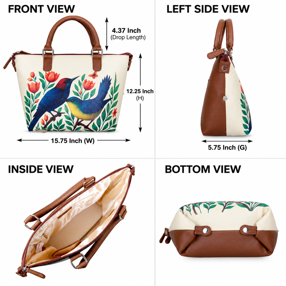 Women’s Vegan Leather 3-in-1 Printed Convertible Shoulder Bag – Stylish Top Handle Crossbody  & Handbag  Purse – Everyday Use