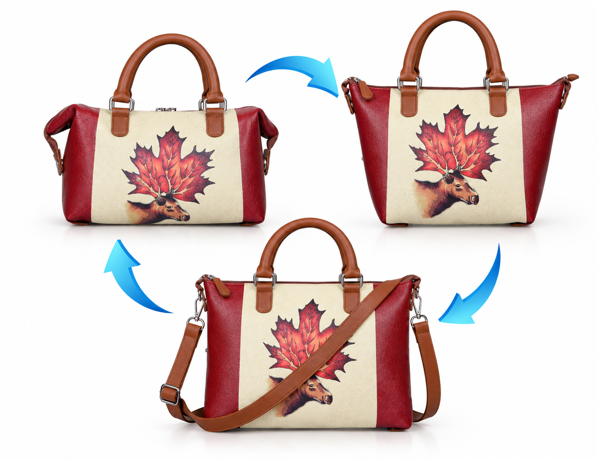 Women’s Vegan Leather 3-in-1 Printed Convertible Shoulder Bag – Stylish Top Handle Crossbody  & Handbag  Purse – Everyday Use