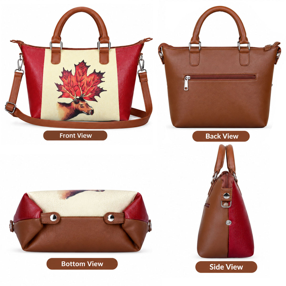 Women’s Vegan Leather 3-in-1 Printed Convertible Shoulder Bag – Stylish Top Handle Crossbody  & Handbag  Purse – Everyday Use